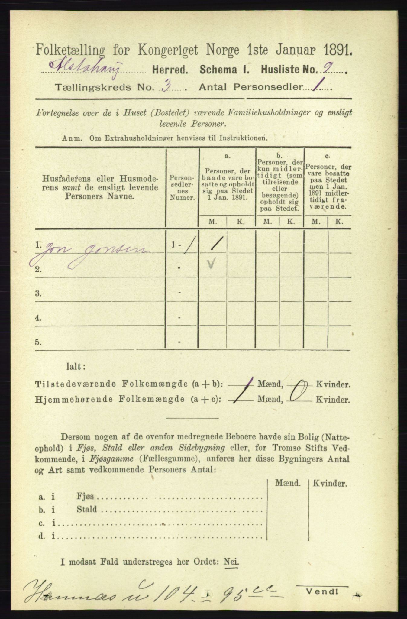 RA, 1891 census for 1820 Alstahaug, 1891, p. 1044