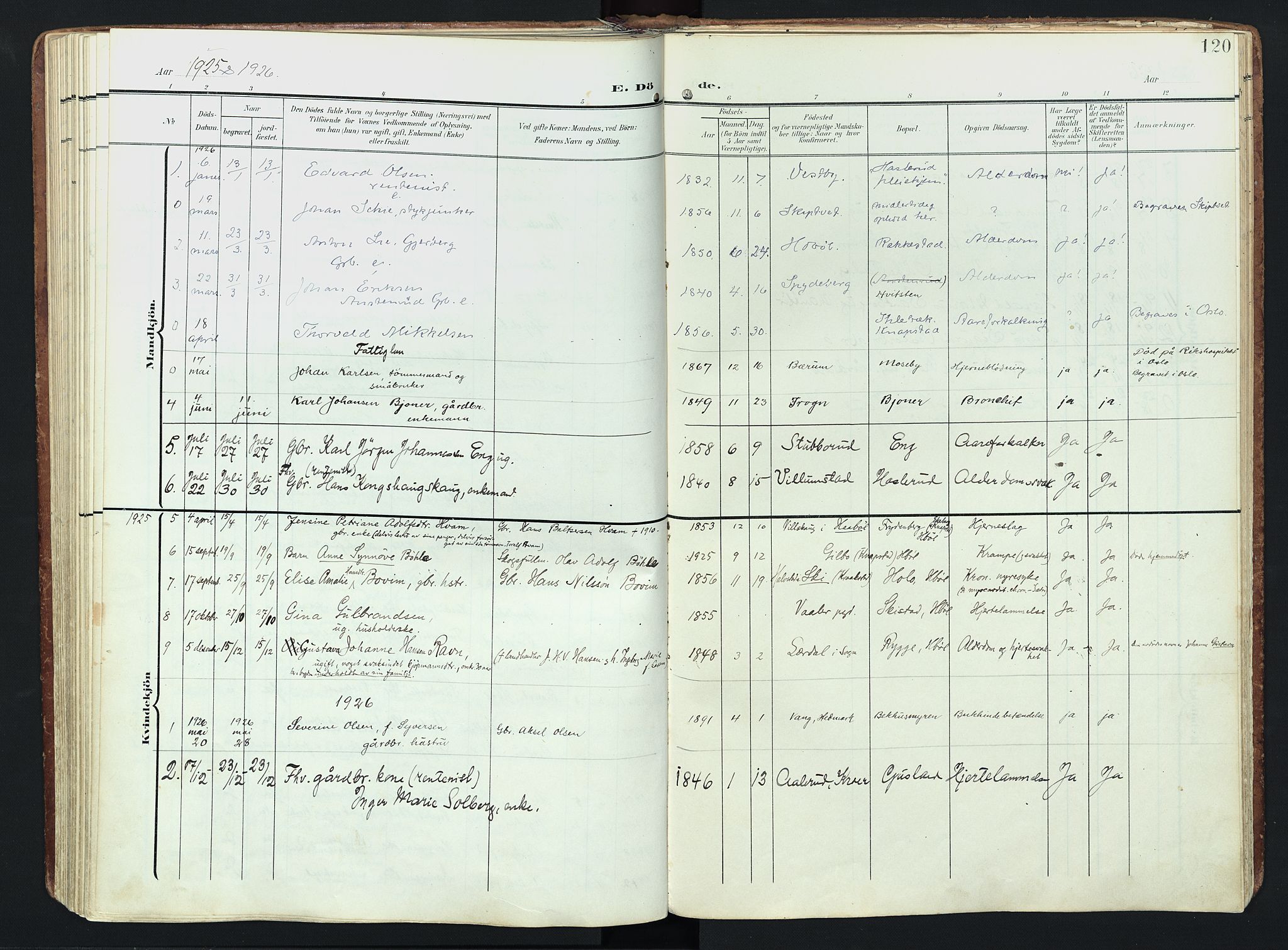 Hobøl prestekontor Kirkebøker, AV/SAO-A-2002/F/Fa/L0006: Parish register (official) no. I 6, 1905-1927, p. 120