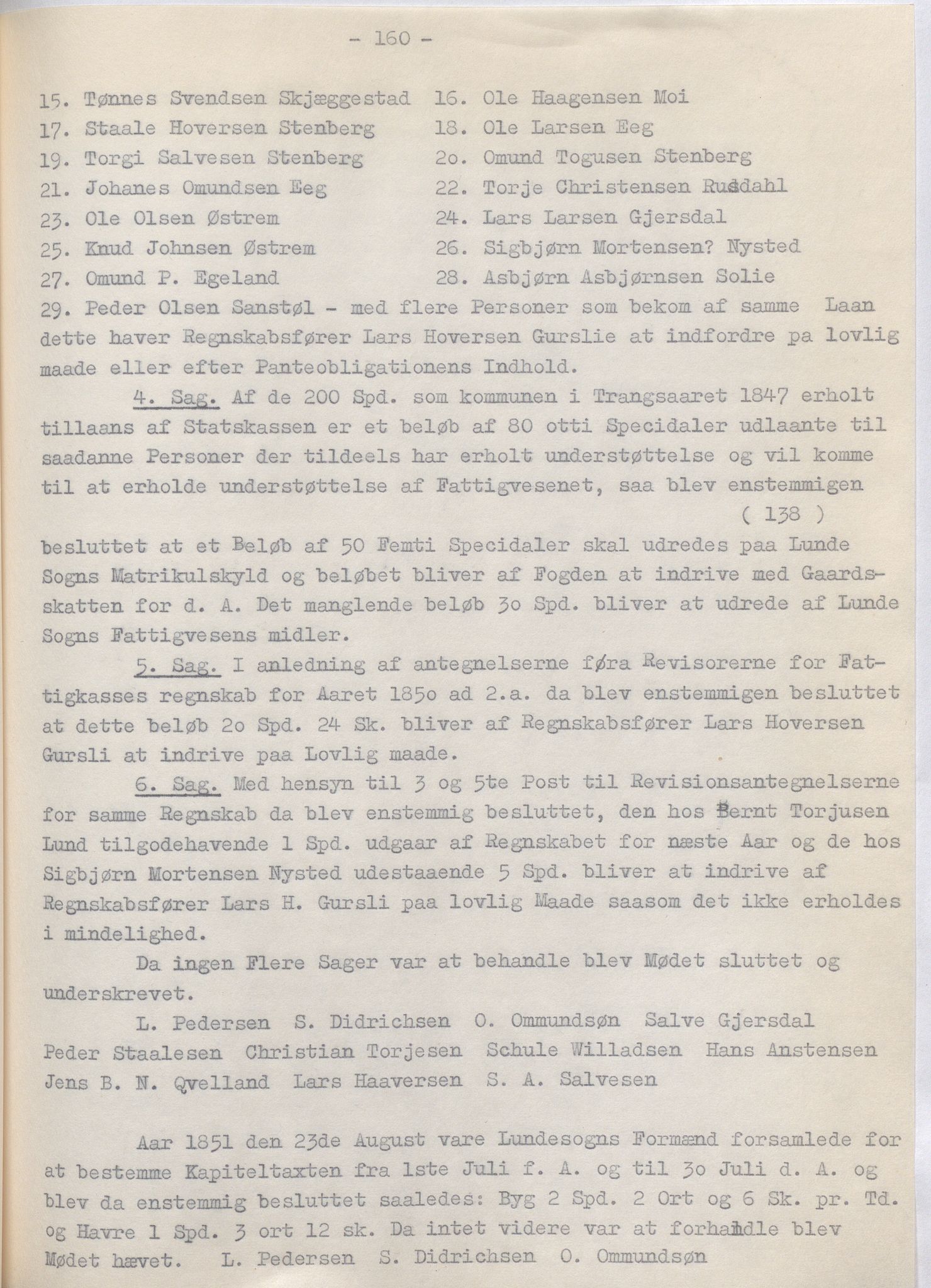 Lund kommune - Formannskapet/Formannskapskontoret, IKAR/K-101761/A/Aa/Aaa/L0002: Forhandlingsprotokoll, 1837-1865, p. 160