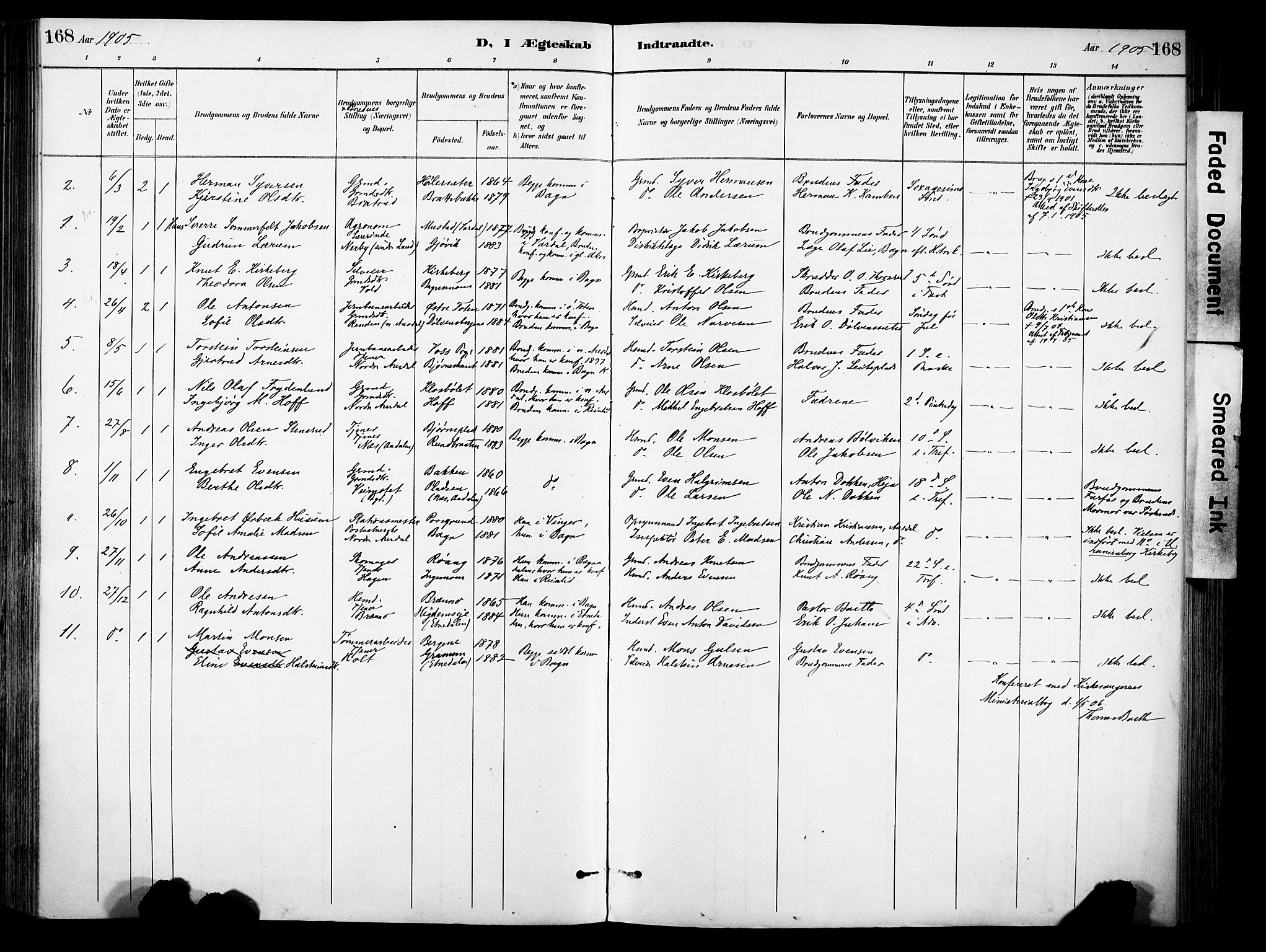 Sør-Aurdal prestekontor, SAH/PREST-128/H/Ha/Haa/L0009: Parish register (official) no. 9, 1886-1906, p. 168