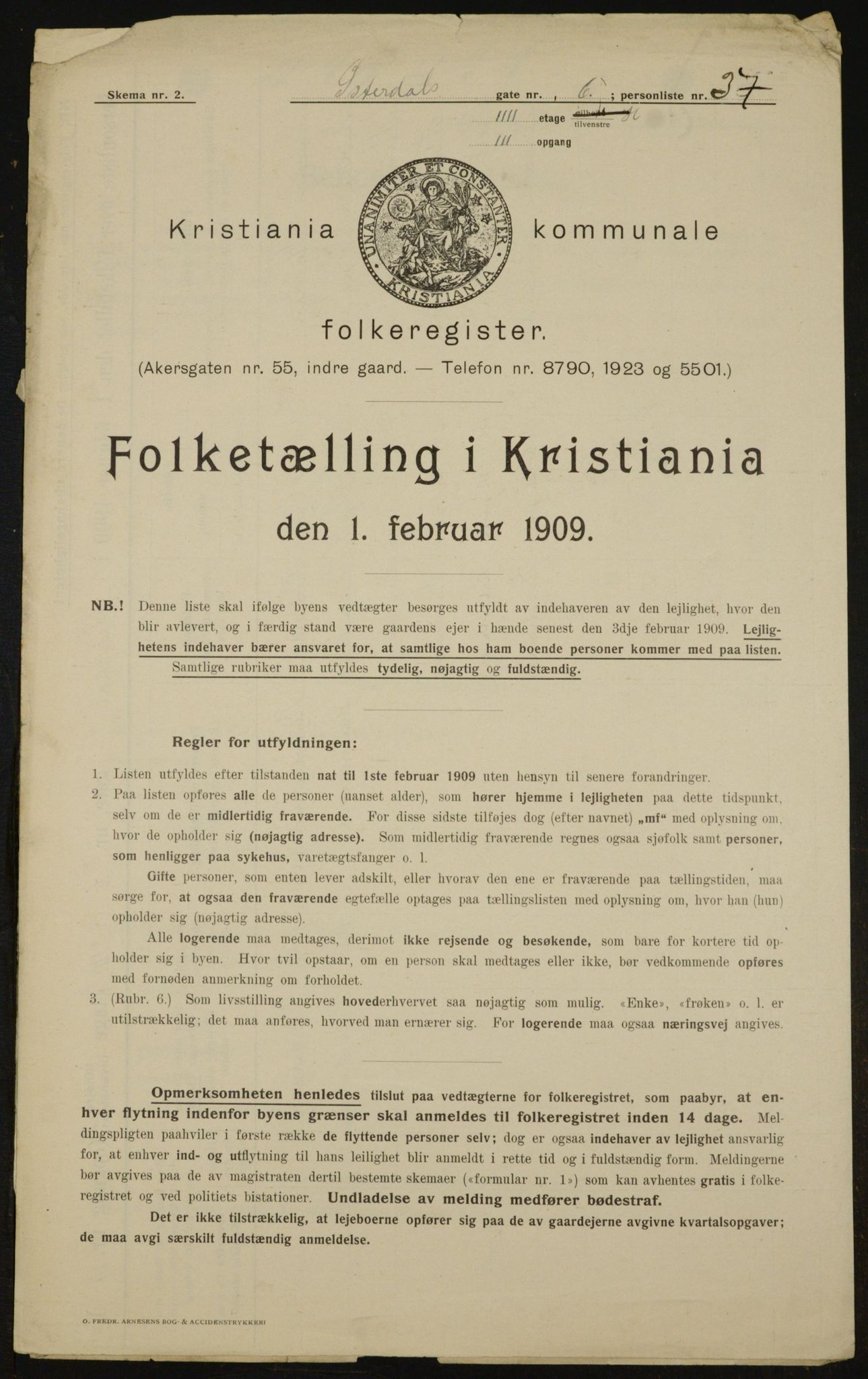 OBA, Municipal Census 1909 for Kristiania, 1909, p. 117220