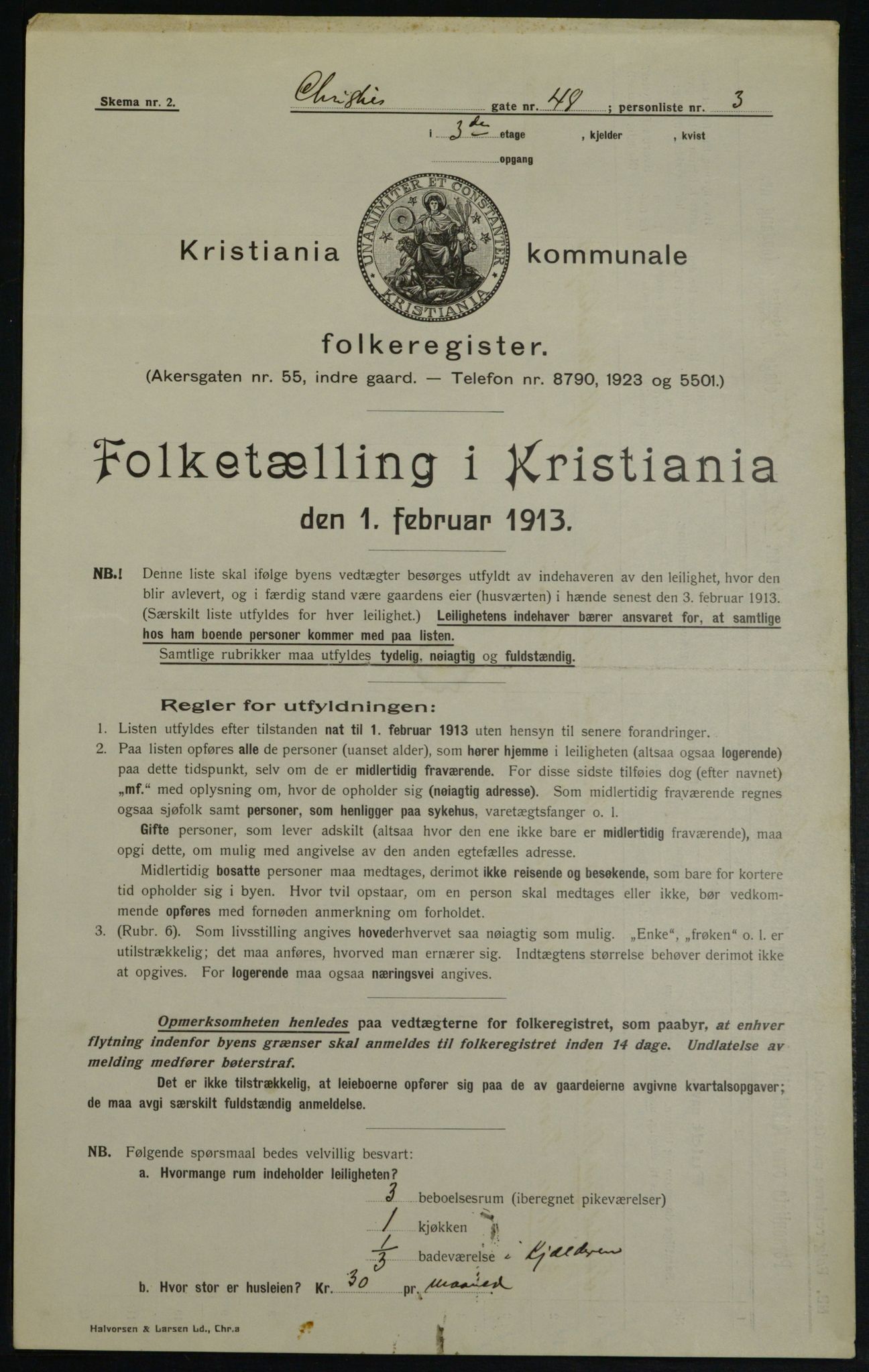OBA, Municipal Census 1913 for Kristiania, 1913, p. 12747