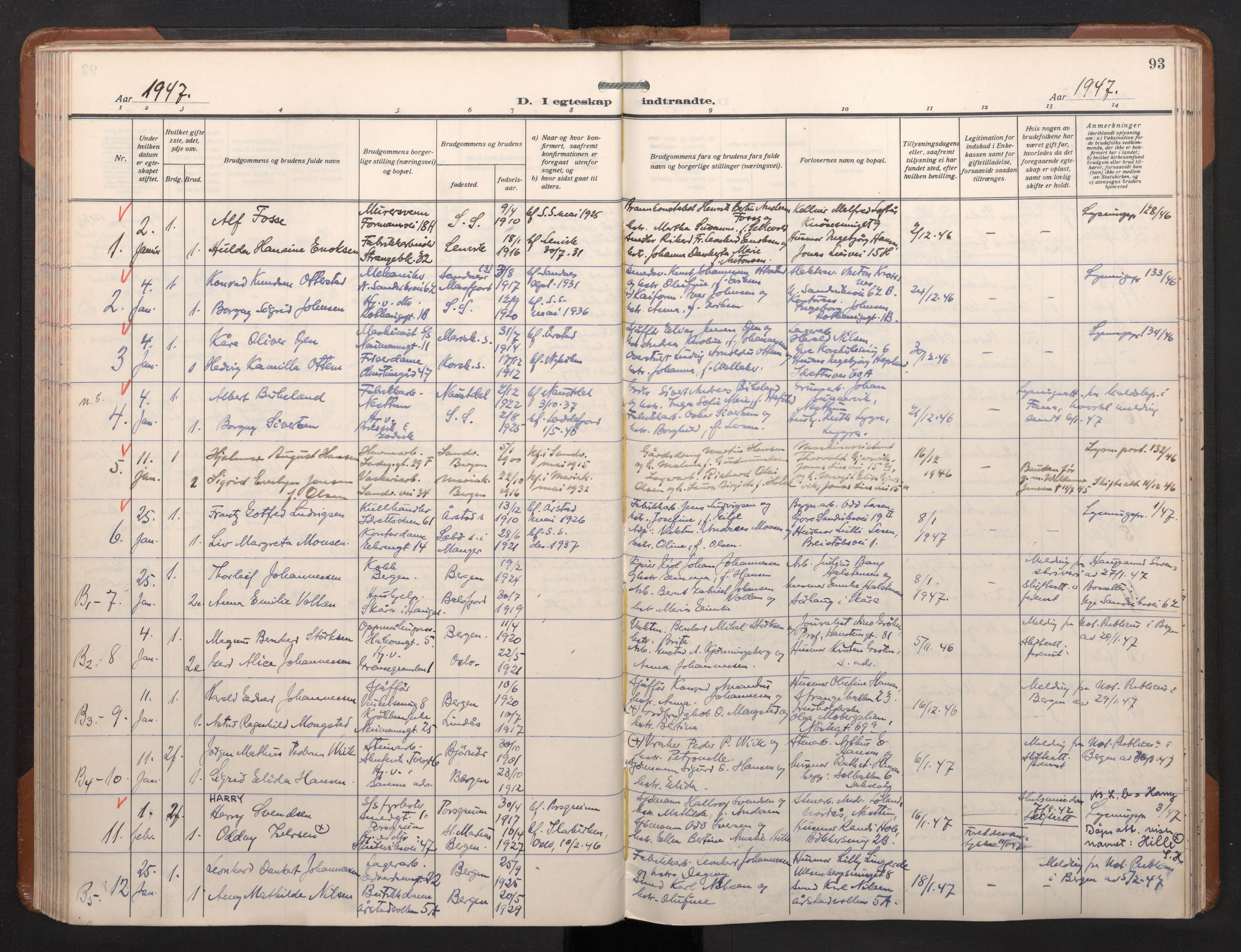 Sandviken Sokneprestembete, AV/SAB-A-77601/H/Ha/L0017: Parish register (official) no. D 4, 1940-1954, p. 93