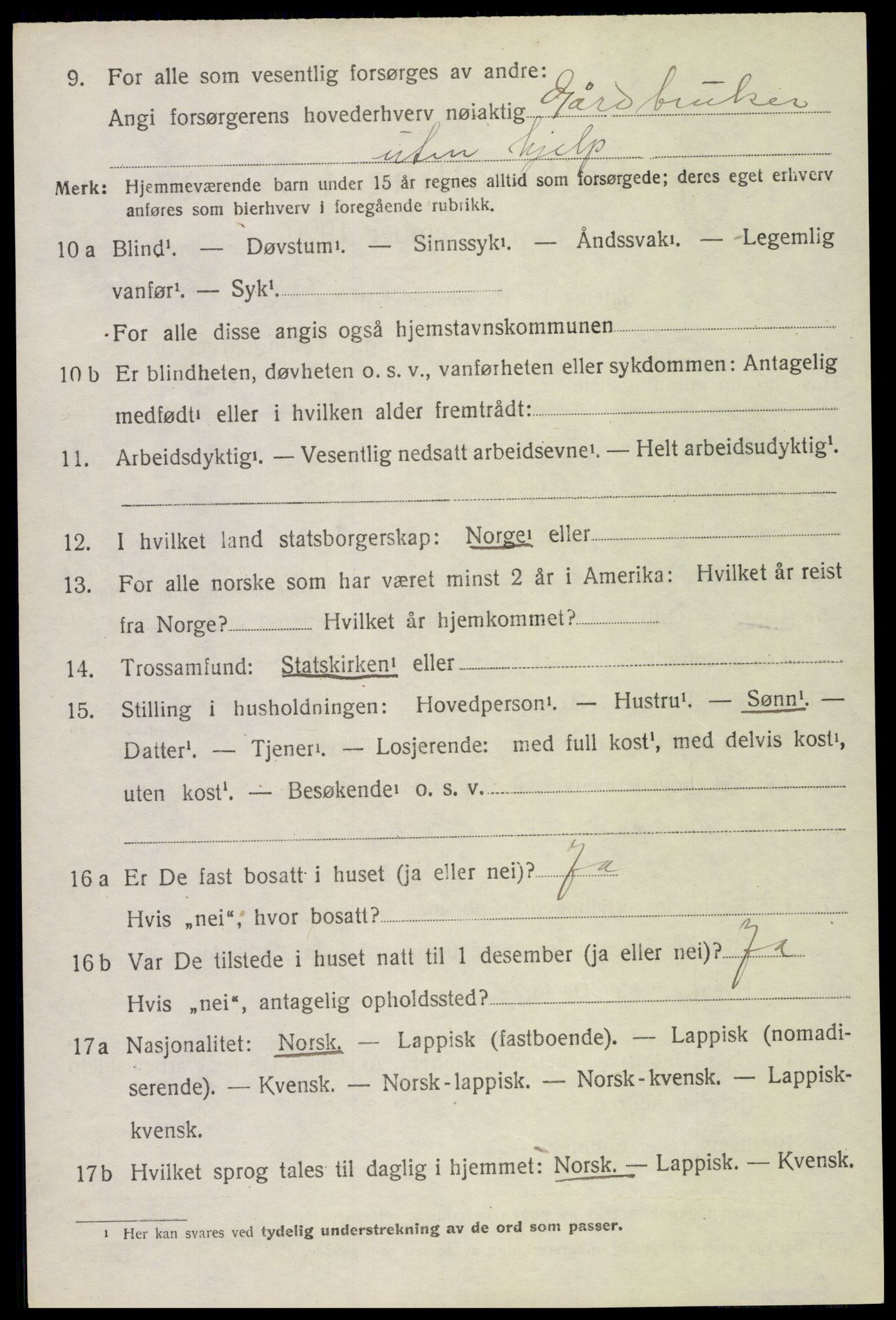 SAT, 1920 census for Vågan, 1920, p. 2572