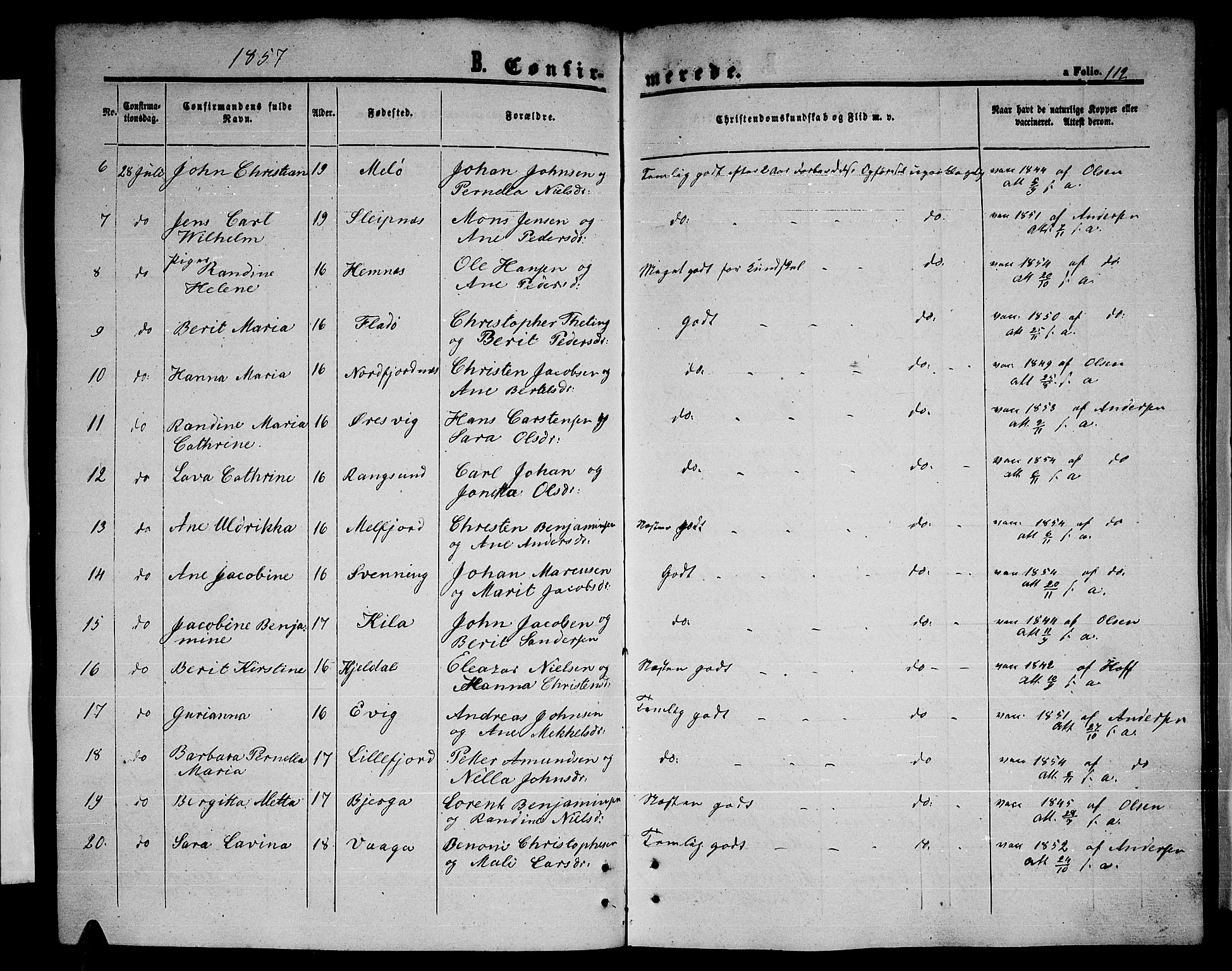 Ministerialprotokoller, klokkerbøker og fødselsregistre - Nordland, AV/SAT-A-1459/841/L0619: Parish register (copy) no. 841C03, 1856-1876, p. 112