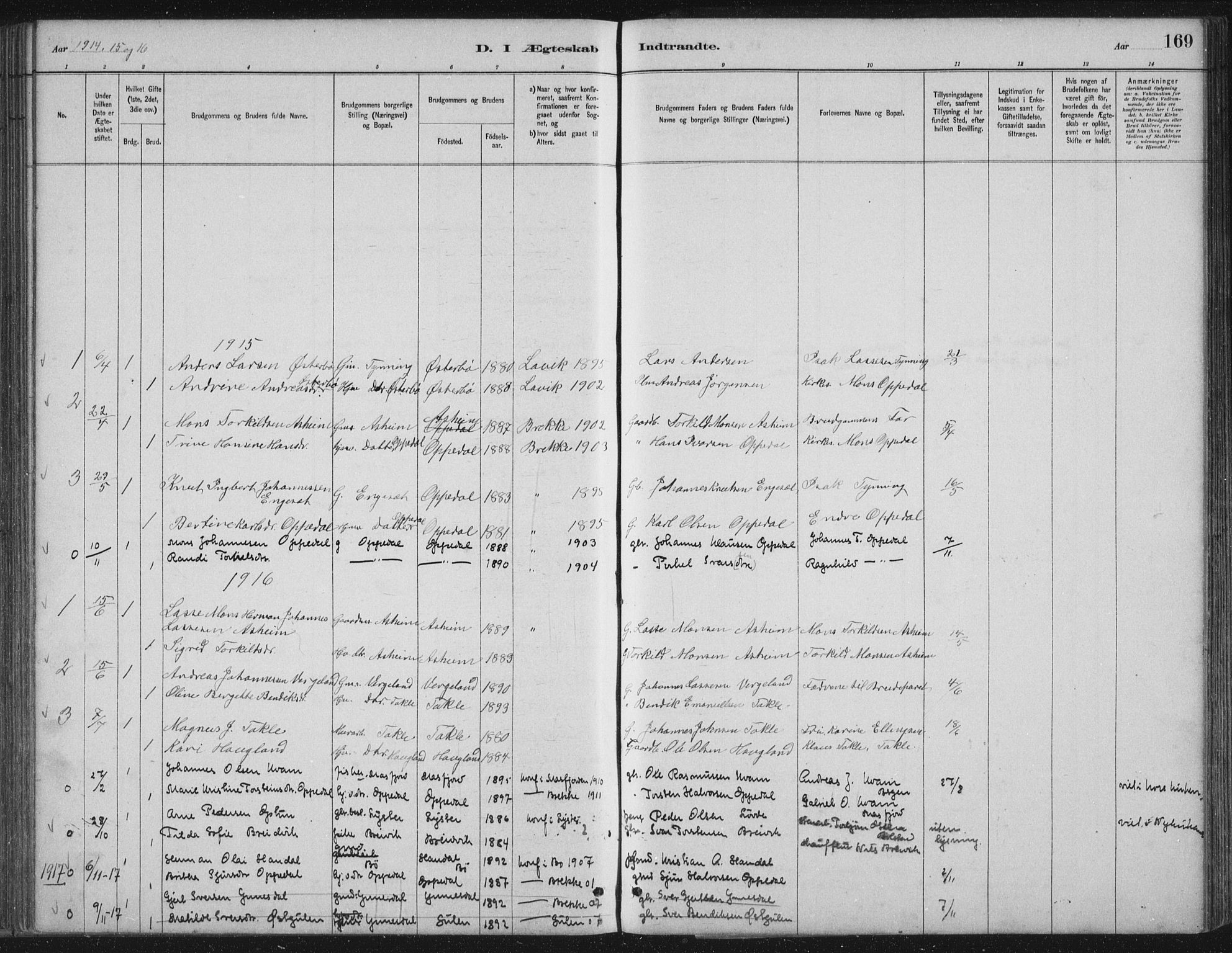 Gulen sokneprestembete, AV/SAB-A-80201/H/Hab/Habc/L0002: Parish register (copy) no. C 2, 1880-1938, p. 169