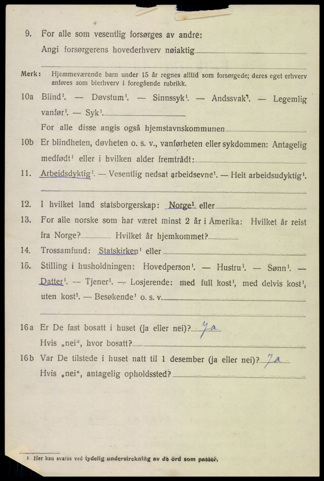 SAK, 1920 census for Hornnes, 1920, p. 1626