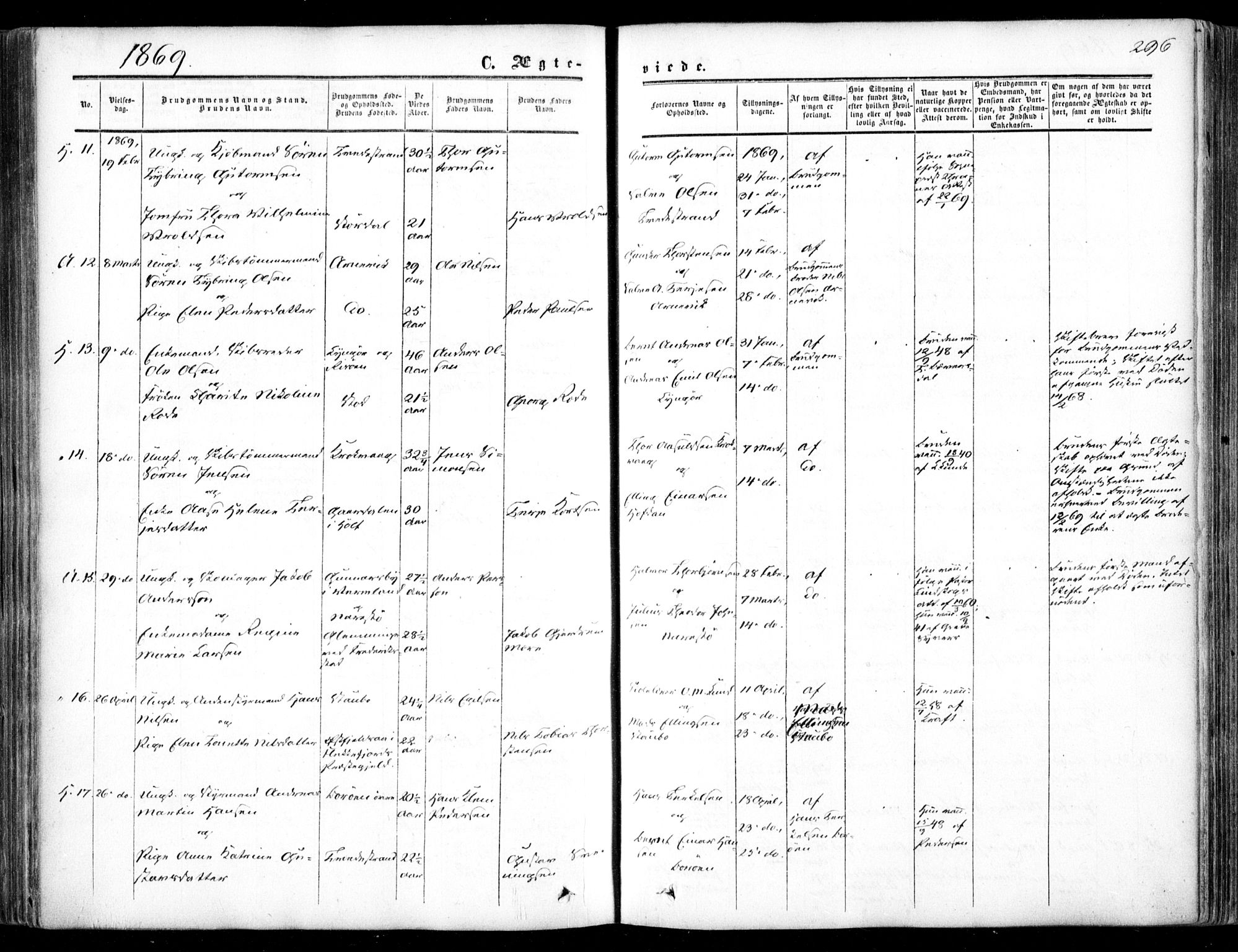 Dypvåg sokneprestkontor, SAK/1111-0007/F/Fa/Faa/L0006: Parish register (official) no. A 6, 1855-1872, p. 296