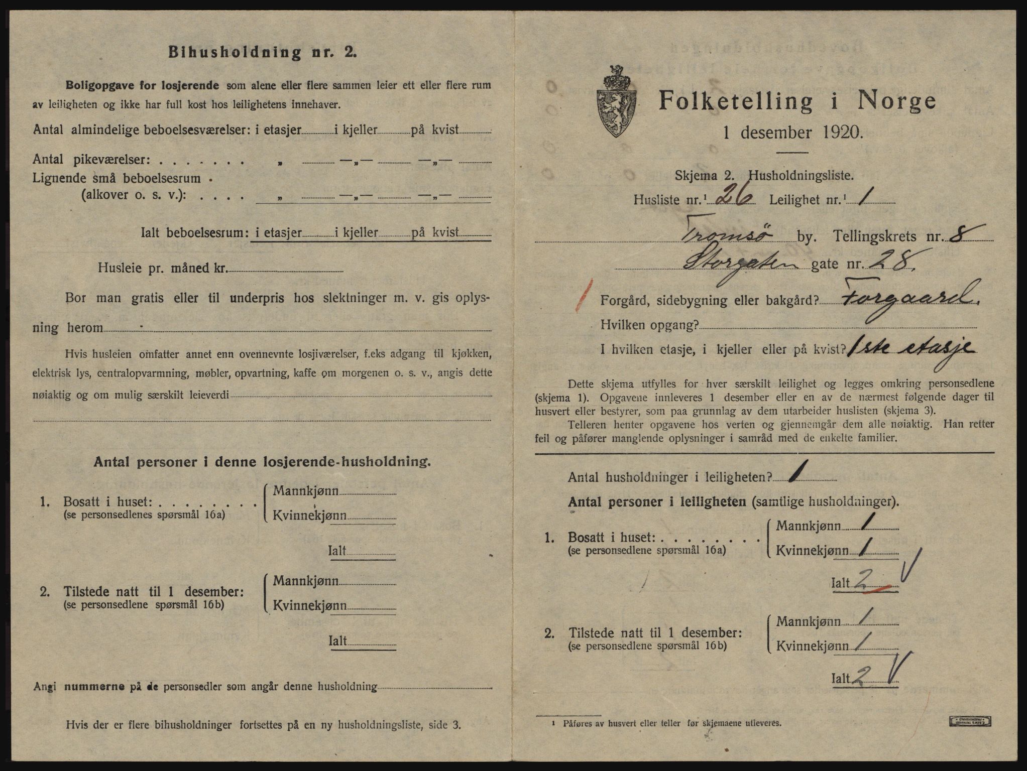 SATØ, 1920 census for Tromsø, 1920, p. 4545