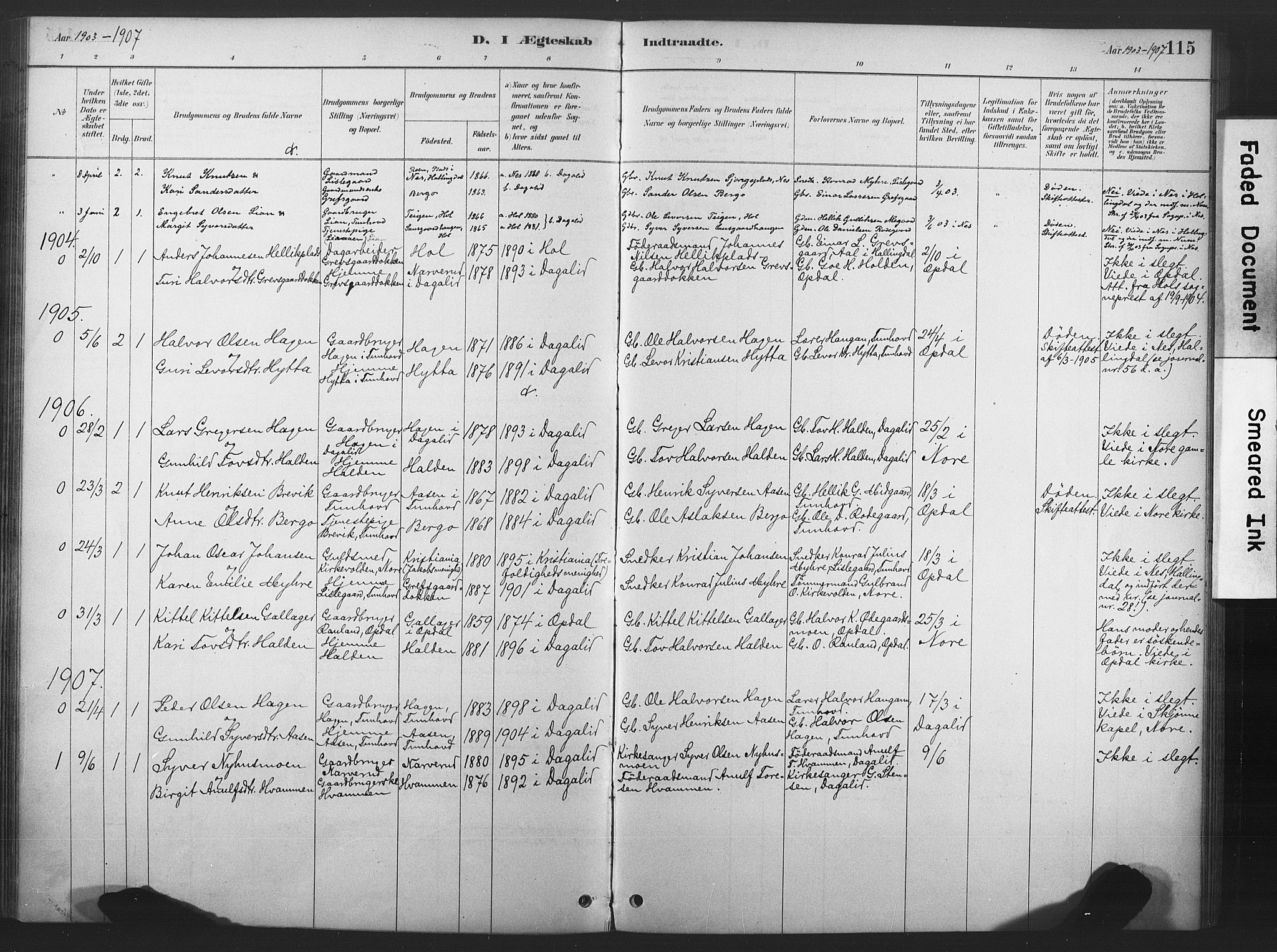 Nore kirkebøker, AV/SAKO-A-238/F/Fd/L0001: Parish register (official) no. IV 1, 1878-1918, p. 115