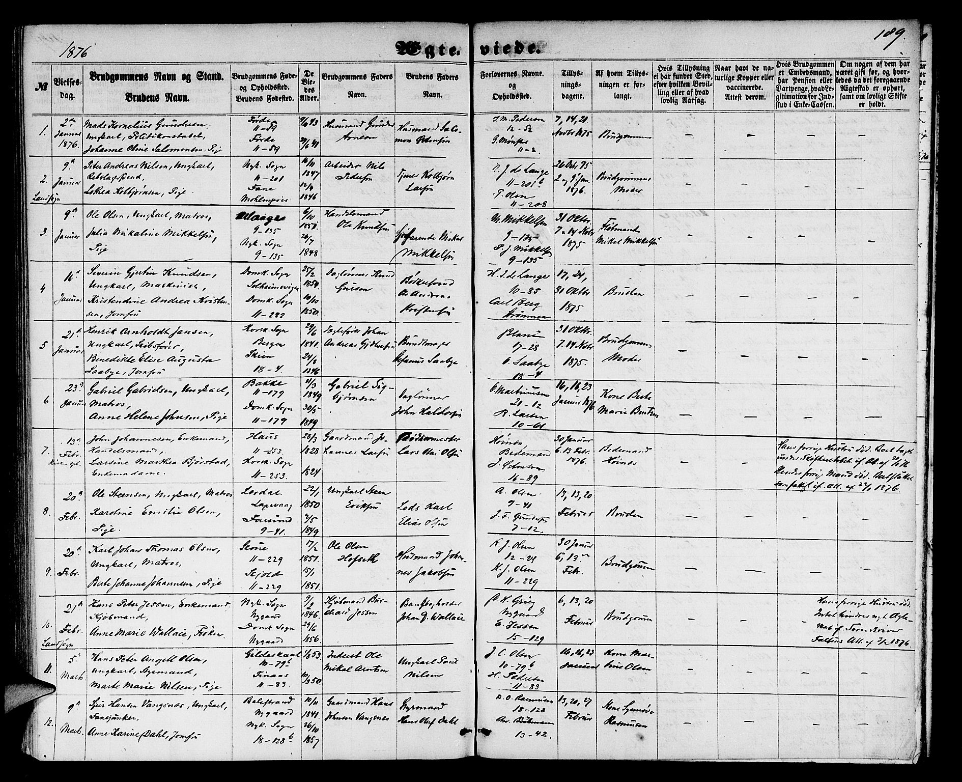 Domkirken sokneprestembete, SAB/A-74801/H/Hab/L0030: Parish register (copy) no. D 2, 1857-1876, p. 189