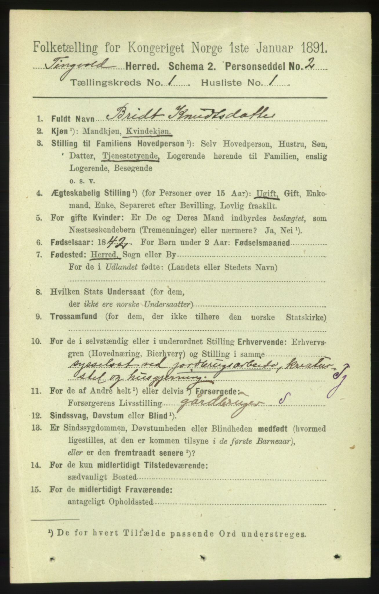 RA, 1891 census for 1560 Tingvoll, 1891, p. 84