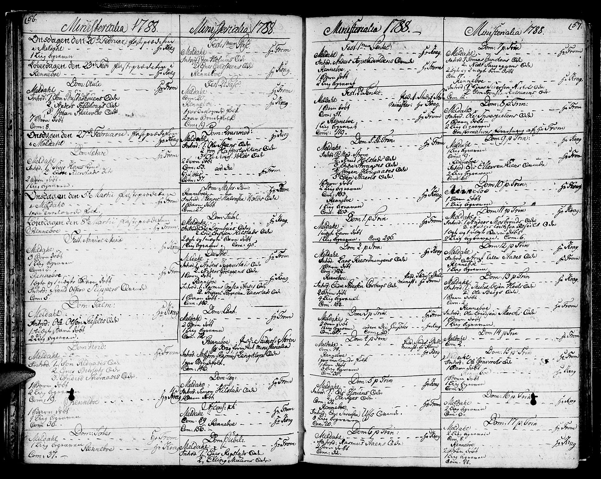 Ministerialprotokoller, klokkerbøker og fødselsregistre - Sør-Trøndelag, SAT/A-1456/672/L0852: Parish register (official) no. 672A05, 1776-1815, p. 56-57