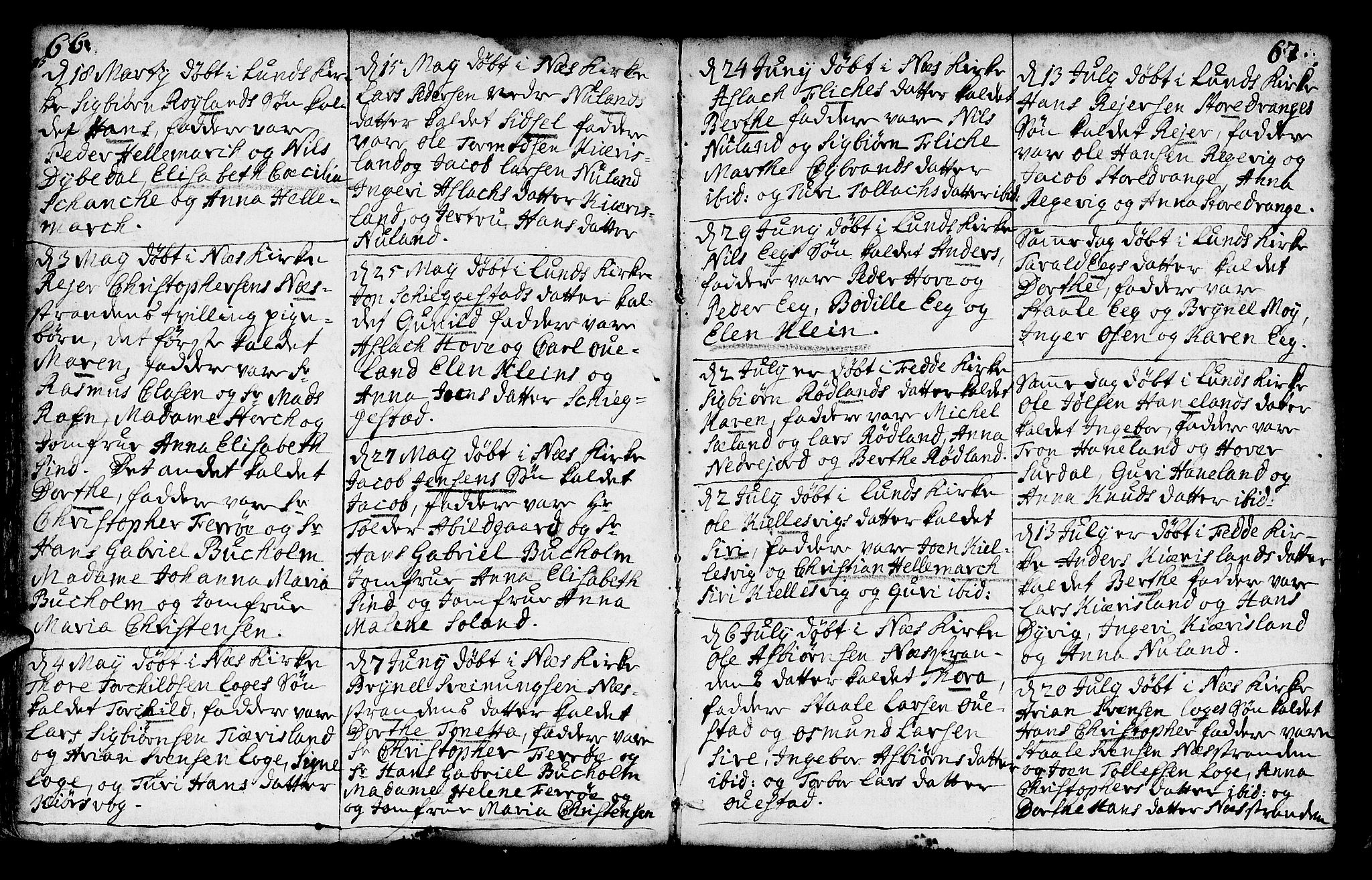 Lund sokneprestkontor, AV/SAST-A-101809/S06/L0002: Parish register (official) no. A 2, 1738-1760, p. 66-67