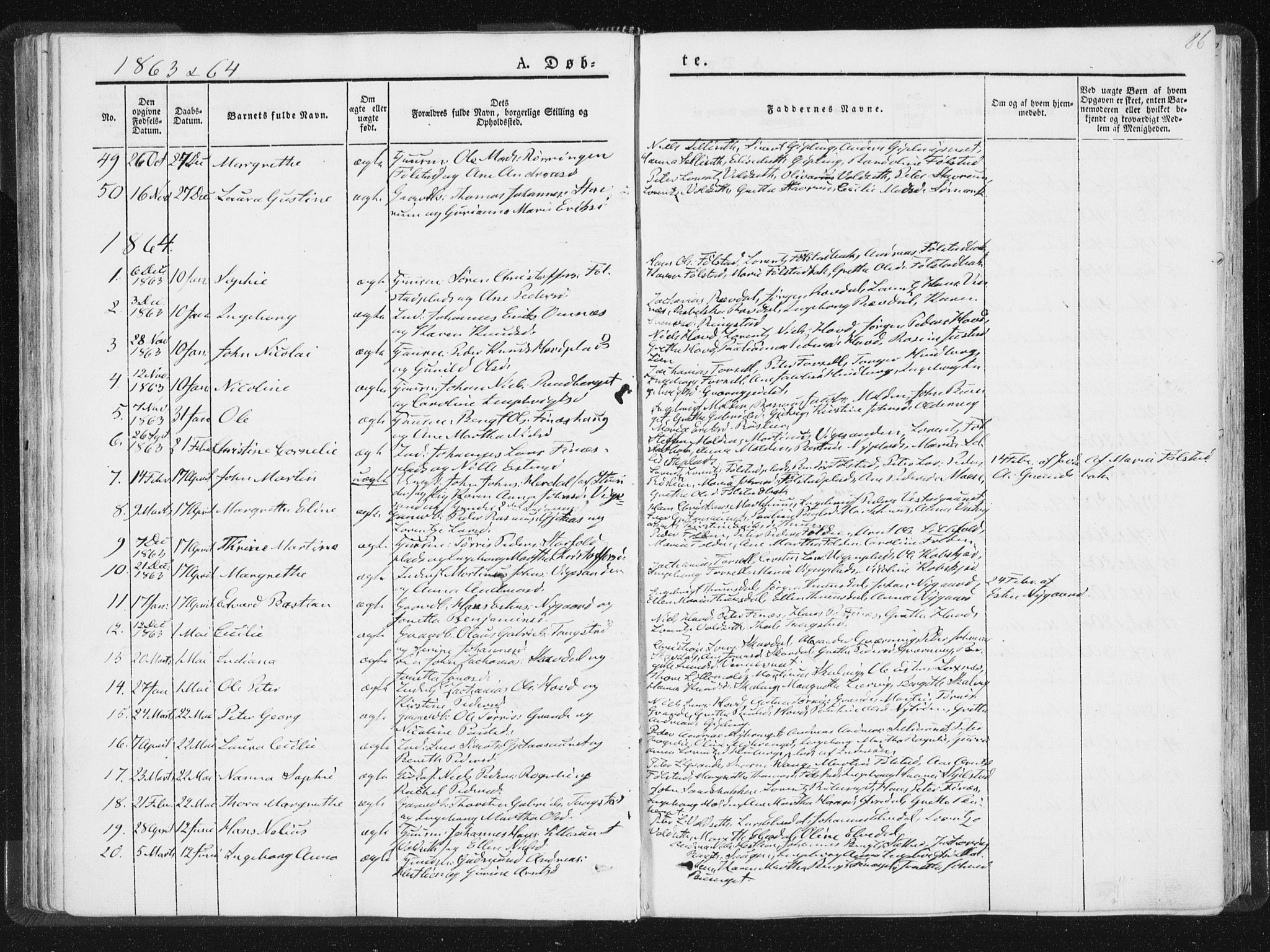 Ministerialprotokoller, klokkerbøker og fødselsregistre - Nord-Trøndelag, SAT/A-1458/744/L0418: Parish register (official) no. 744A02, 1843-1866, p. 86