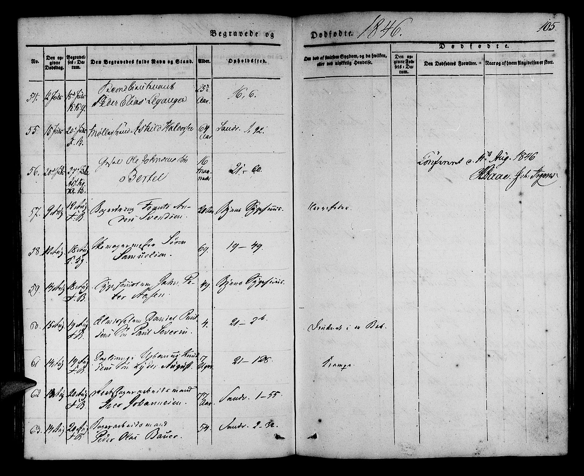 Korskirken sokneprestembete, AV/SAB-A-76101/H/Haa/L0043: Parish register (official) no. E 1, 1834-1848, p. 105