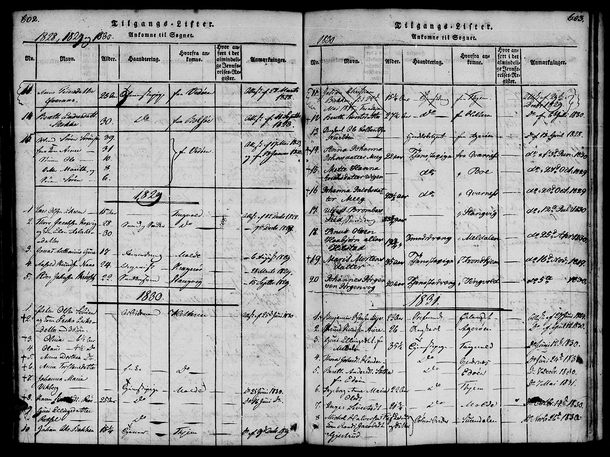 Ministerialprotokoller, klokkerbøker og fødselsregistre - Møre og Romsdal, AV/SAT-A-1454/572/L0842: Parish register (official) no. 572A05, 1819-1832, p. 602-603