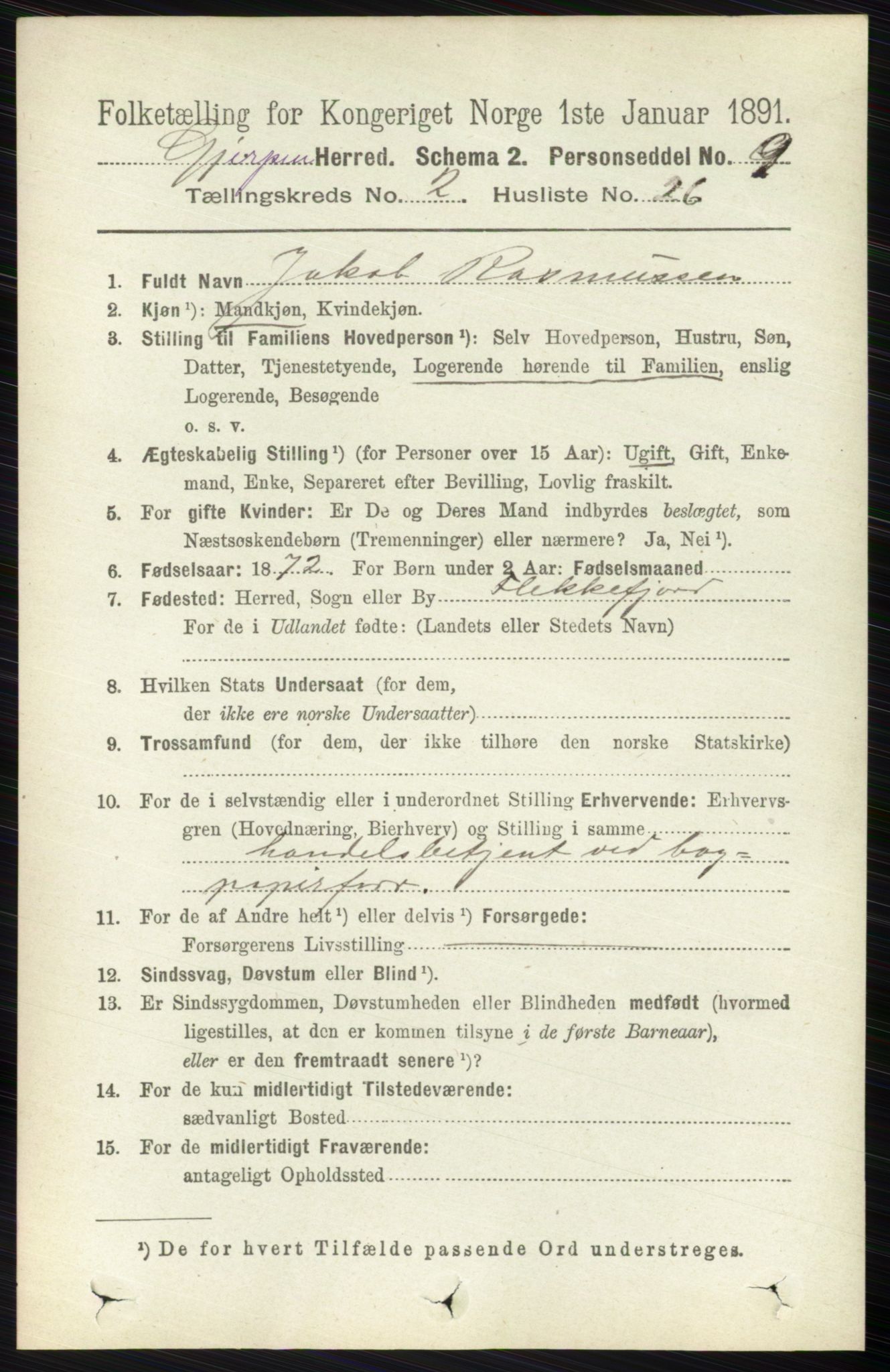 RA, 1891 census for 0812 Gjerpen, 1891, p. 935