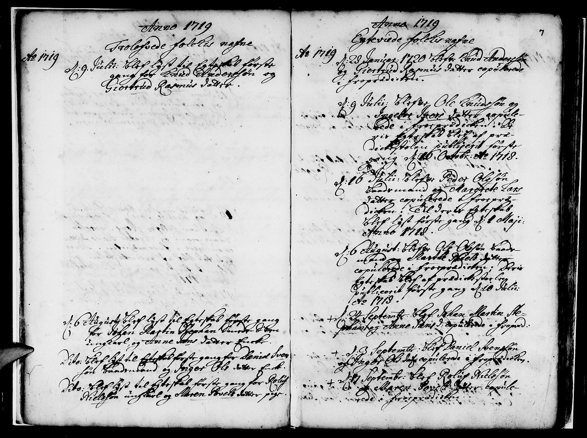 Nykirken Sokneprestembete, SAB/A-77101/H/Haa/L0007: Parish register (official) no. A 7, 1719-1781, p. 7