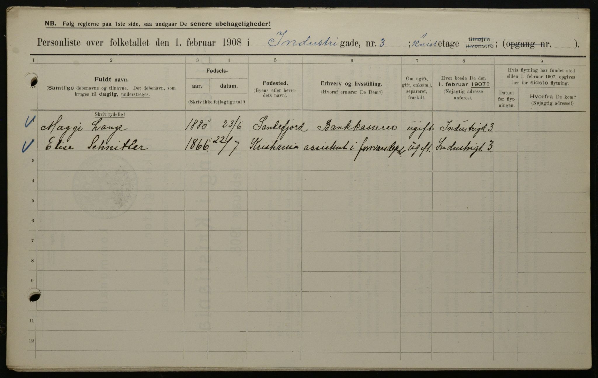 OBA, Municipal Census 1908 for Kristiania, 1908, p. 38814