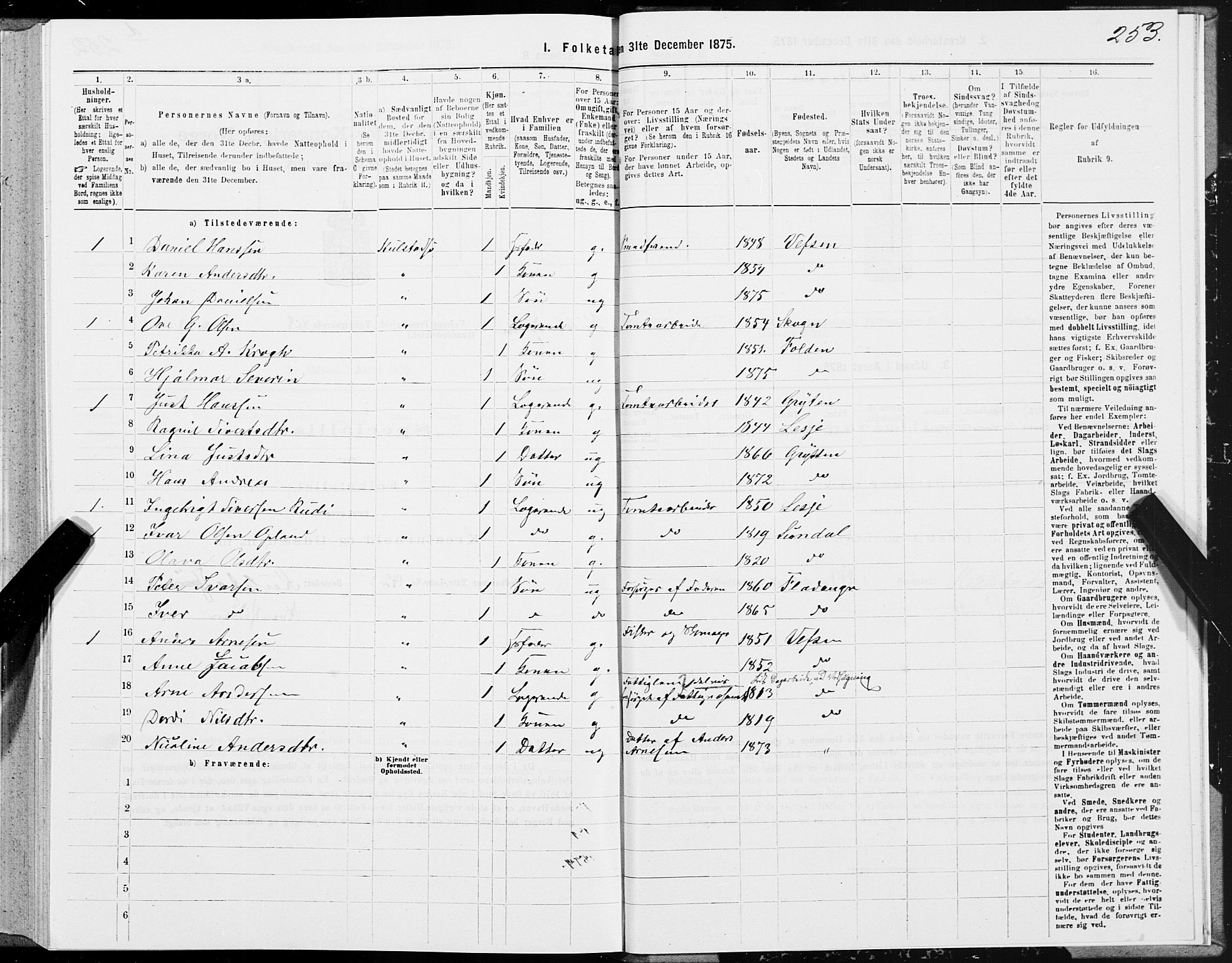 SAT, 1875 census for 1824L Vefsn/Vefsn, 1875, p. 2253