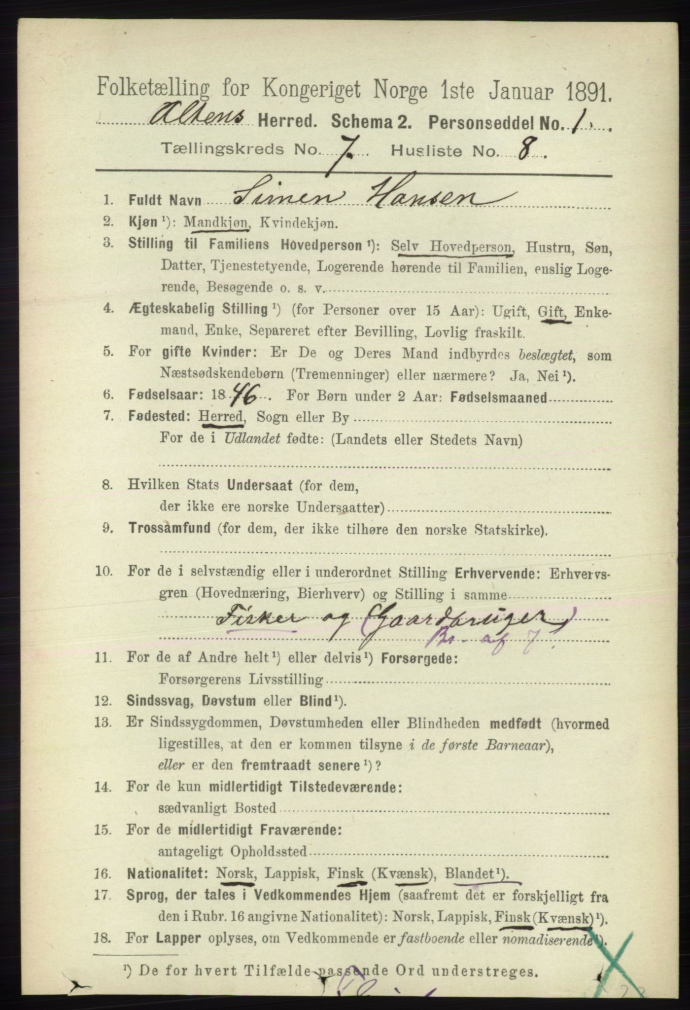 RA, 1891 census for 2012 Alta, 1891, p. 2144