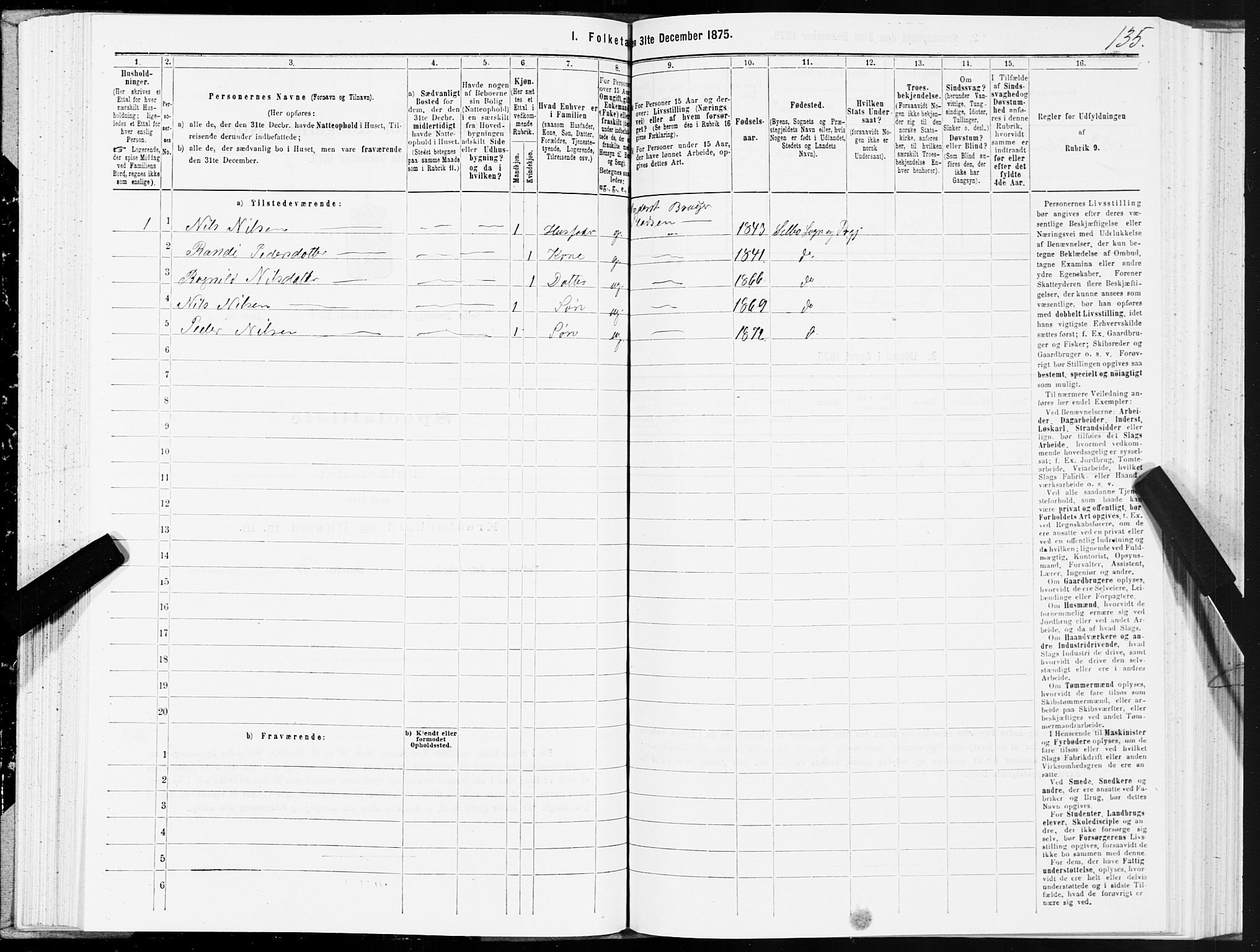 SAT, 1875 census for 1664P Selbu, 1875, p. 6135