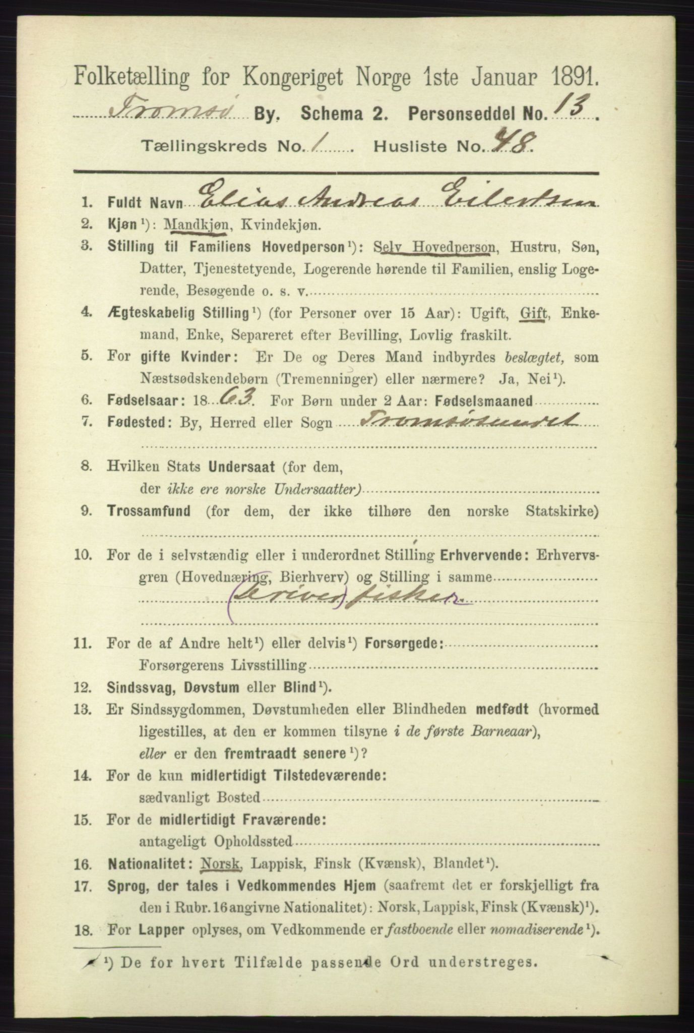 RA, 1891 census for 1902 Tromsø, 1891, p. 749