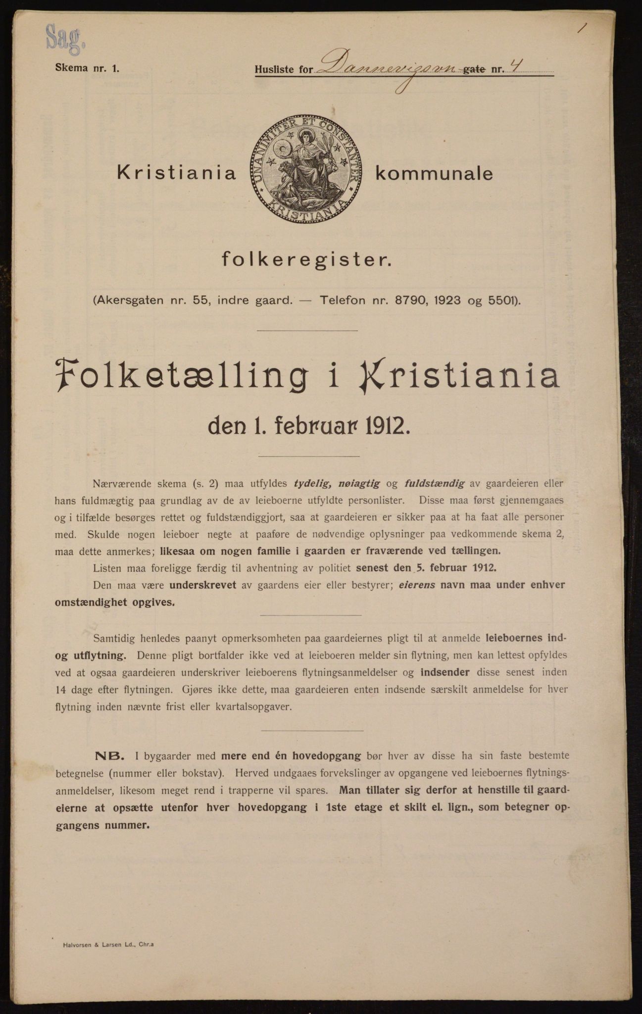 OBA, Municipal Census 1912 for Kristiania, 1912, p. 14975