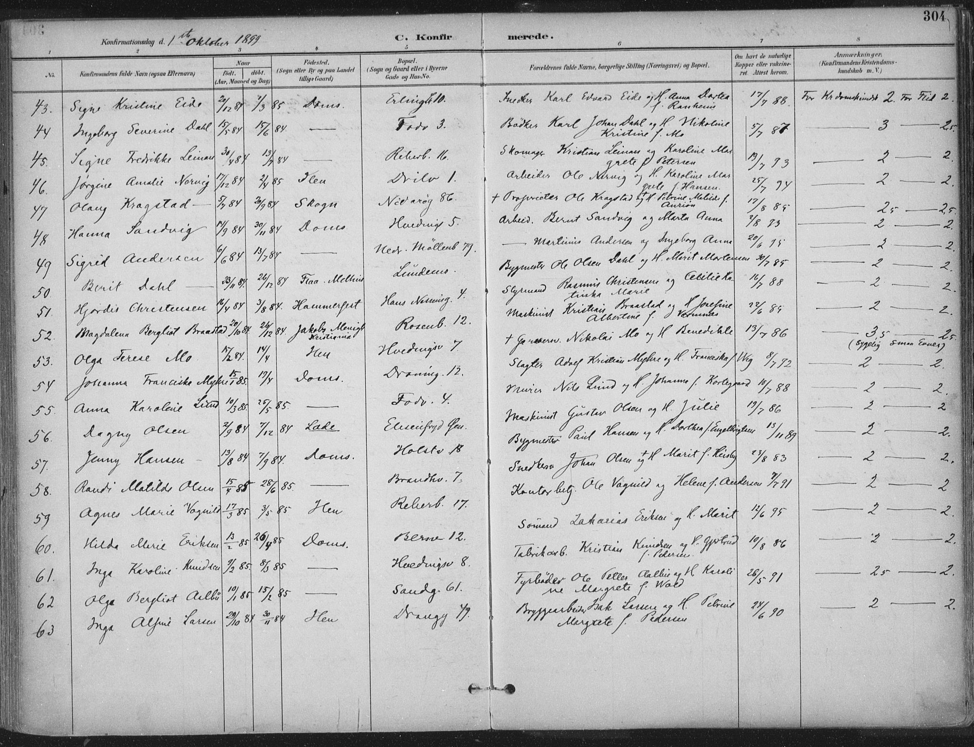 Ministerialprotokoller, klokkerbøker og fødselsregistre - Sør-Trøndelag, SAT/A-1456/601/L0062: Parish register (official) no. 601A30, 1891-1911, p. 304