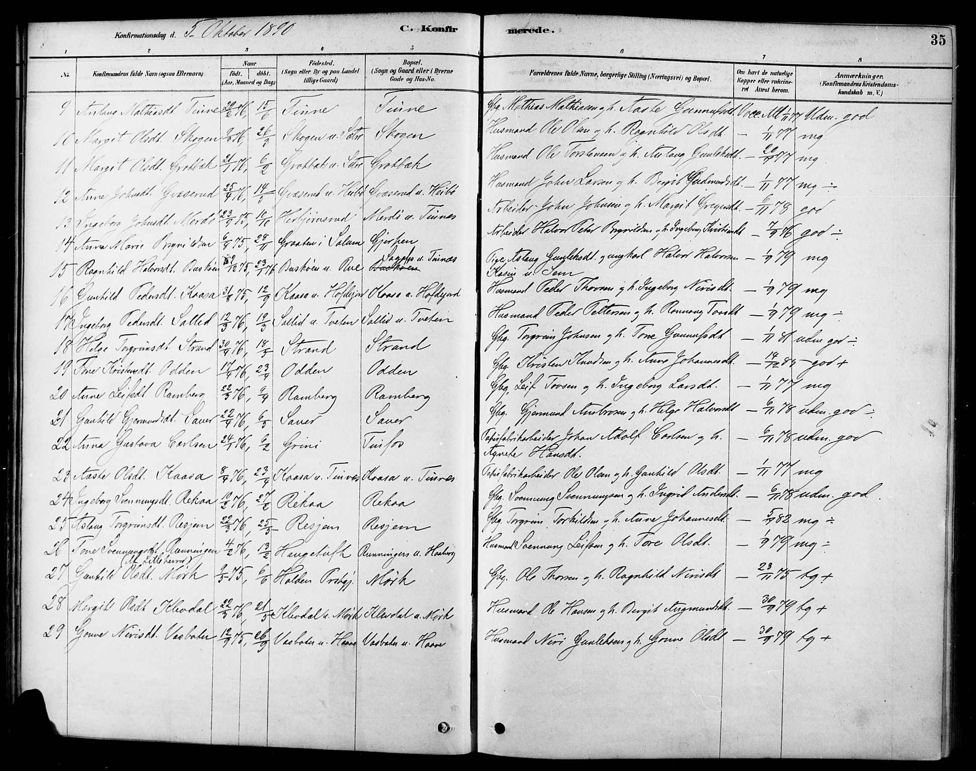Heddal kirkebøker, SAKO/A-268/F/Fa/L0009: Parish register (official) no. I 9, 1878-1903, p. 35