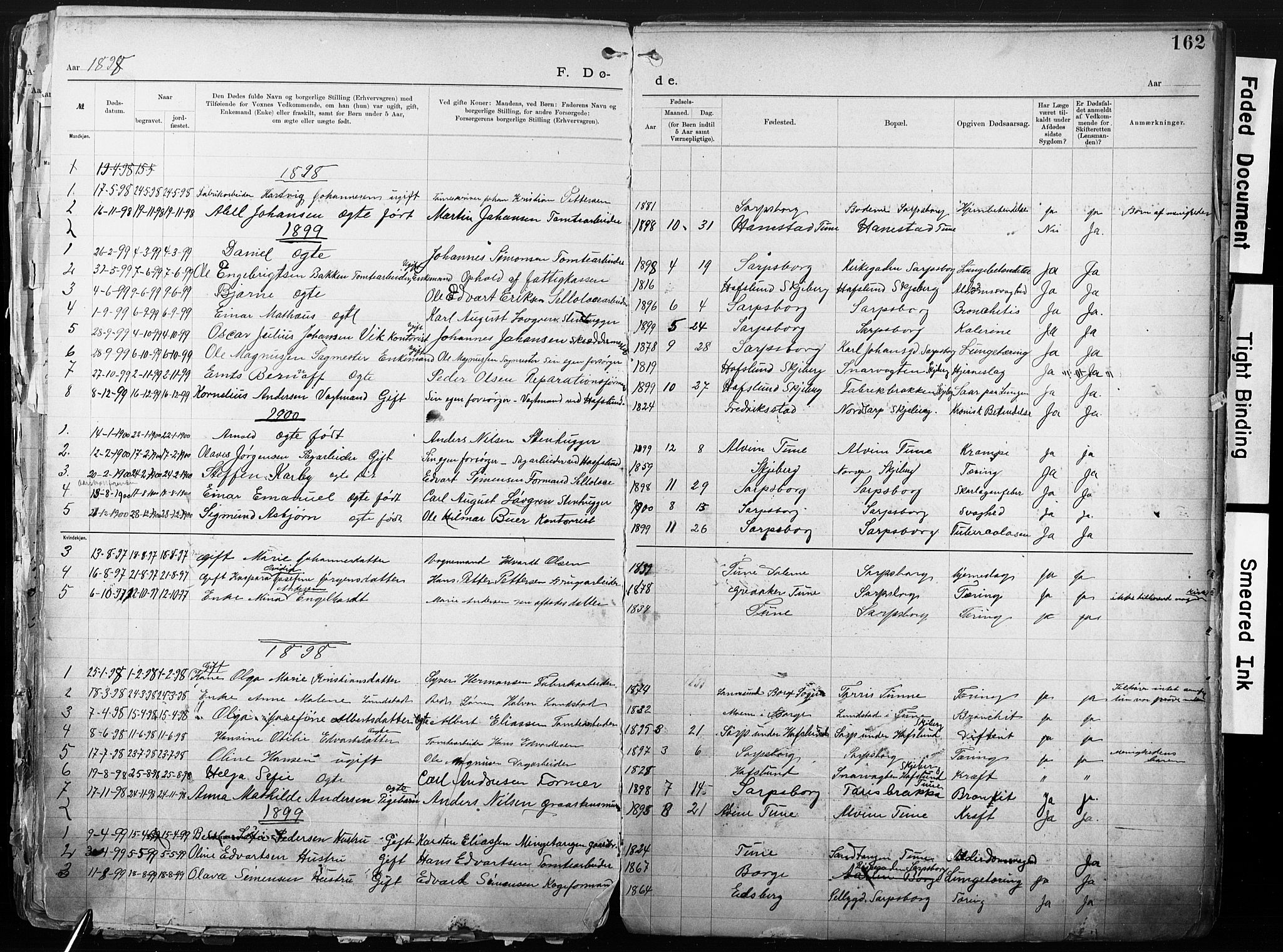 Sarpsborg metodistkirke, SAO/PAO-0233/A/L0004: Dissenter register no. 4, 1892-1923, p. 162