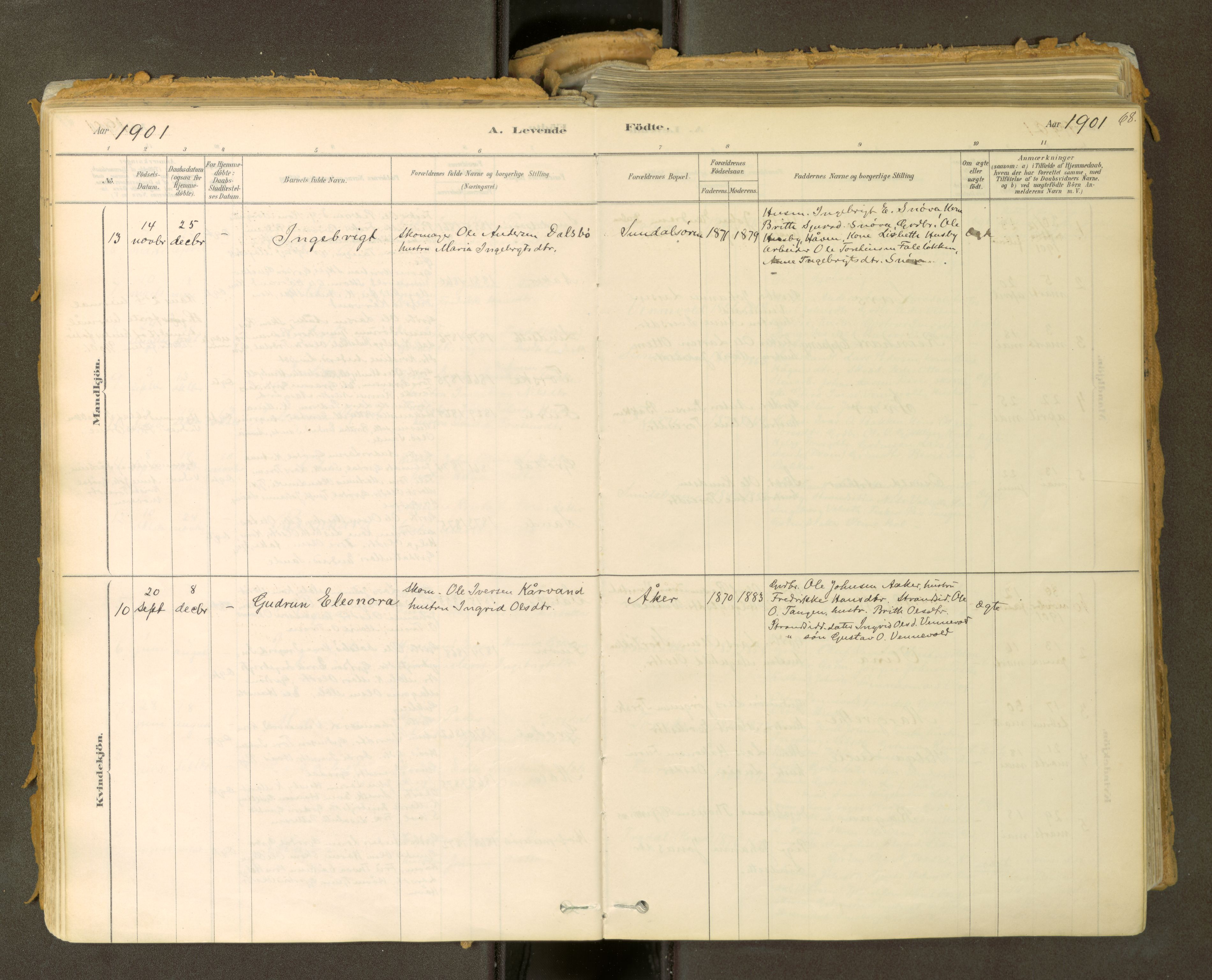 Sunndal sokneprestkontor, AV/SAT-A-1085/1/I/I1/I1a: Parish register (official) no. 2, 1877-1914, p. 68