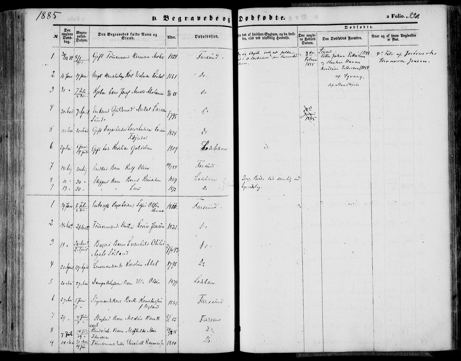 Farsund sokneprestkontor, SAK/1111-0009/F/Fa/L0005: Parish register (official) no. A 5, 1863-1886, p. 330