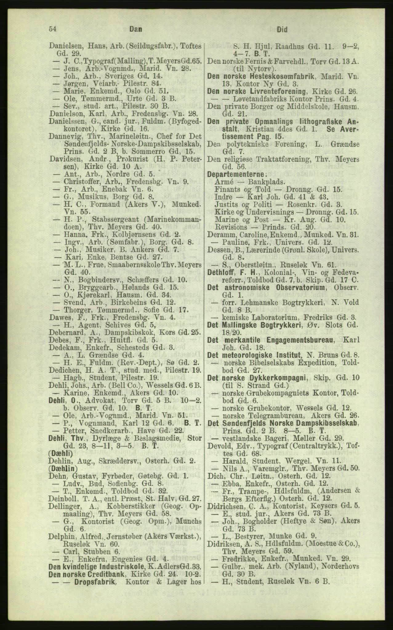 Kristiania/Oslo adressebok, PUBL/-, 1884, p. 54