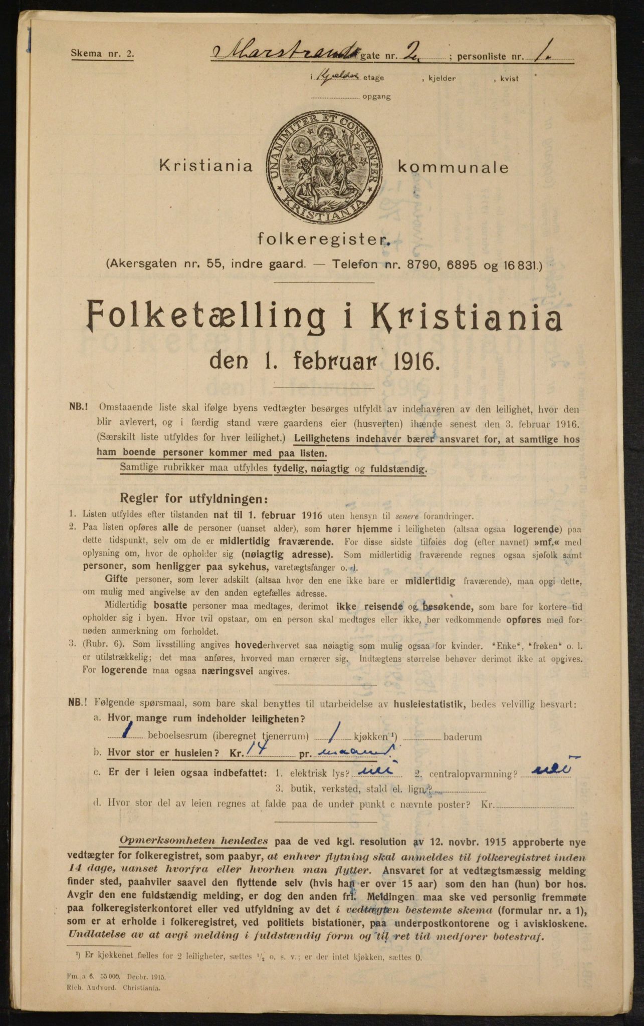 OBA, Municipal Census 1916 for Kristiania, 1916, p. 66344