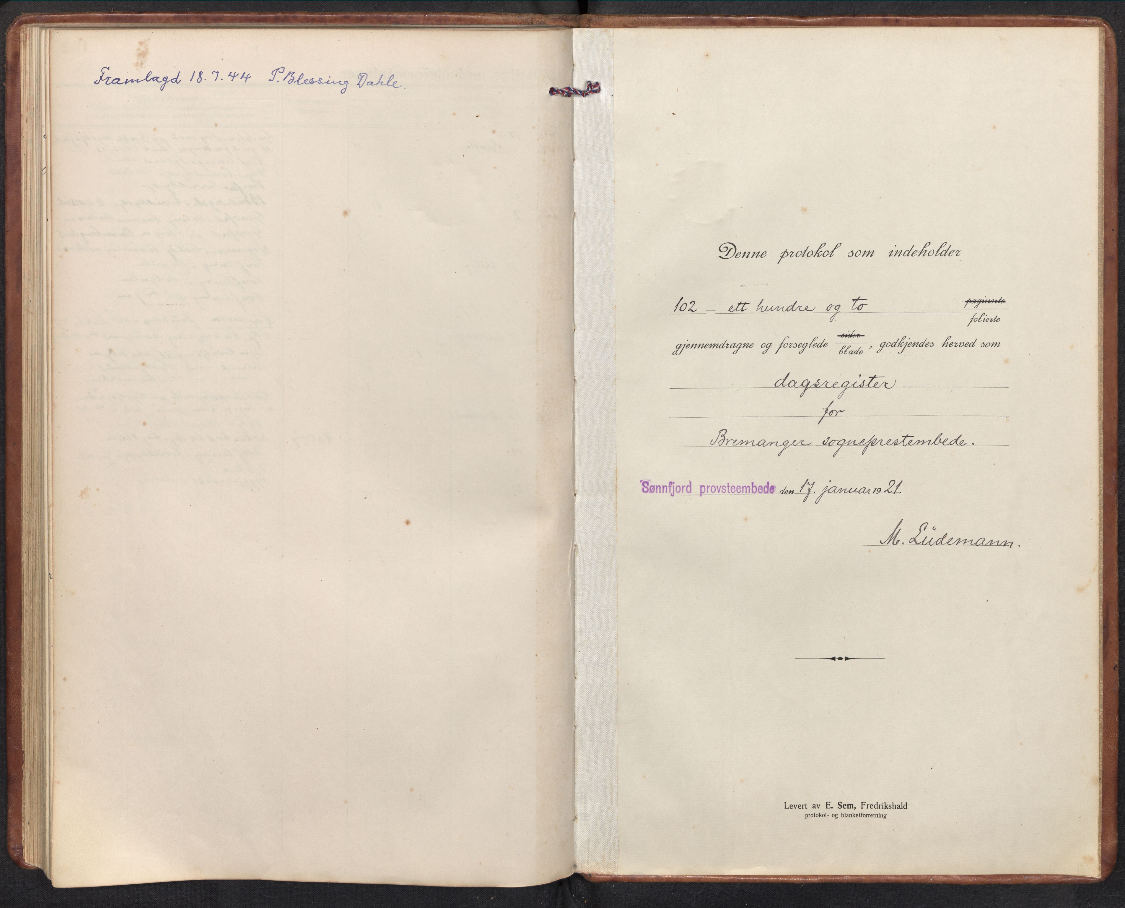 Bremanger sokneprestembete, AV/SAB-A-82201/H/Haa/Haad/L0001: Diary records no. D 1, 1921-1952, p. 102b-103a