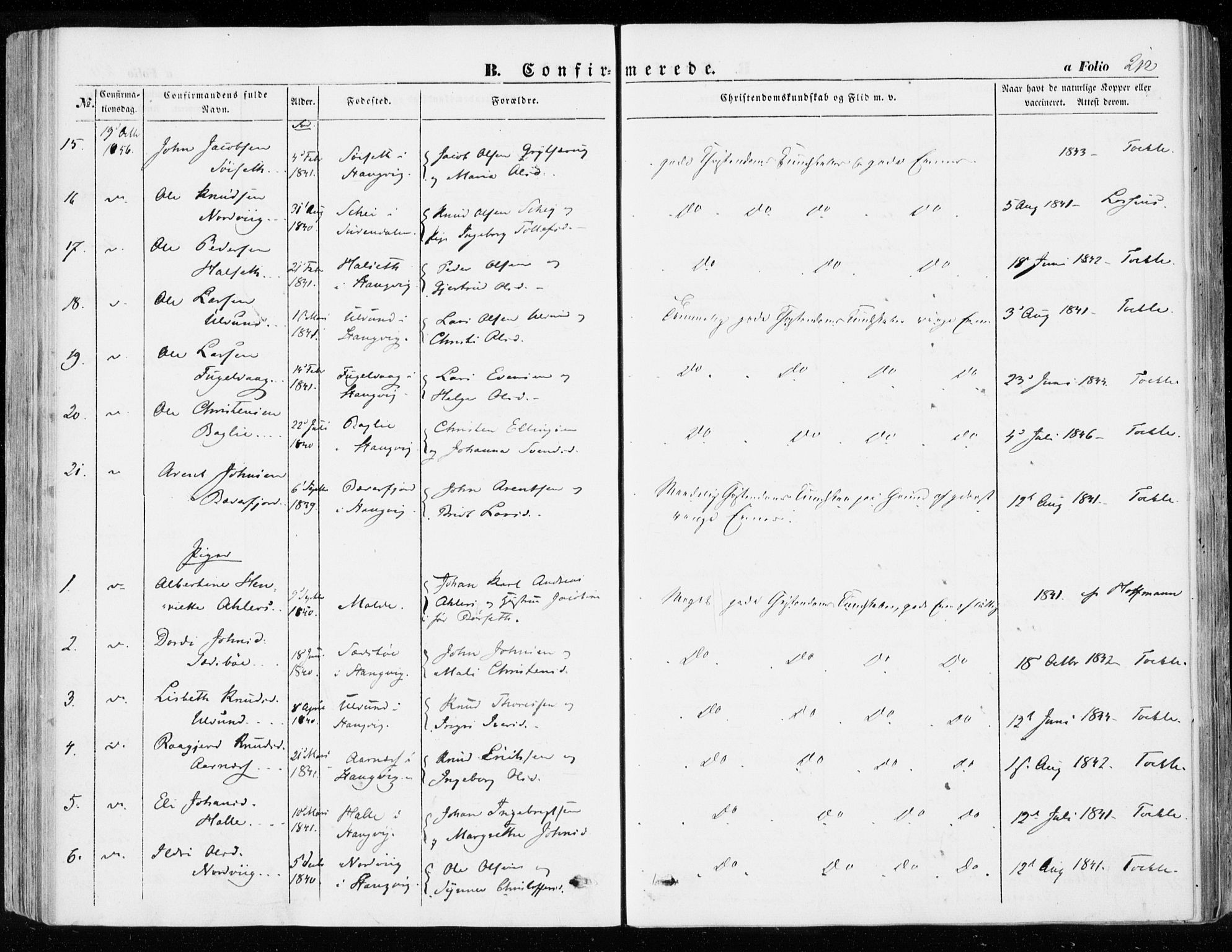 Ministerialprotokoller, klokkerbøker og fødselsregistre - Møre og Romsdal, SAT/A-1454/592/L1026: Parish register (official) no. 592A04, 1849-1867, p. 212