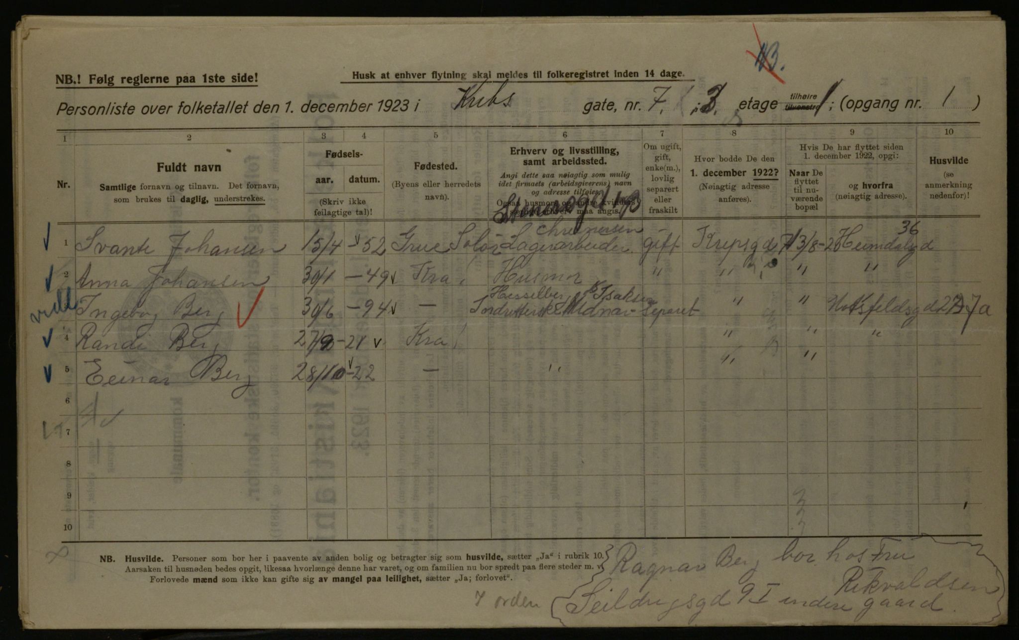 OBA, Municipal Census 1923 for Kristiania, 1923, p. 60332