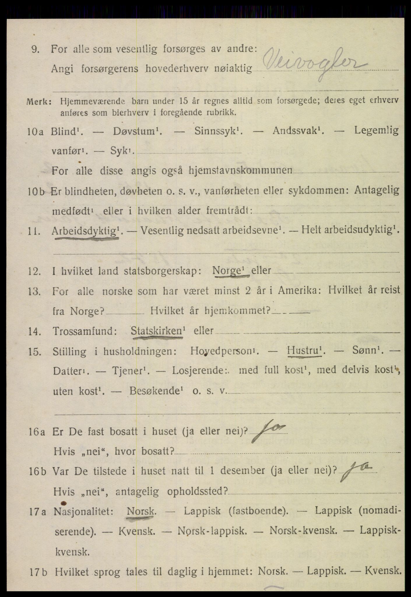 SAT, 1920 census for Kvam, 1920, p. 692