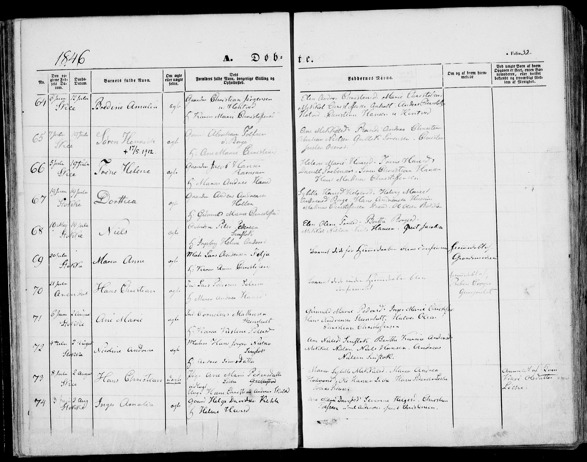 Stokke kirkebøker, SAKO/A-320/F/Fa/L0007: Parish register (official) no. I 7, 1844-1857, p. 32