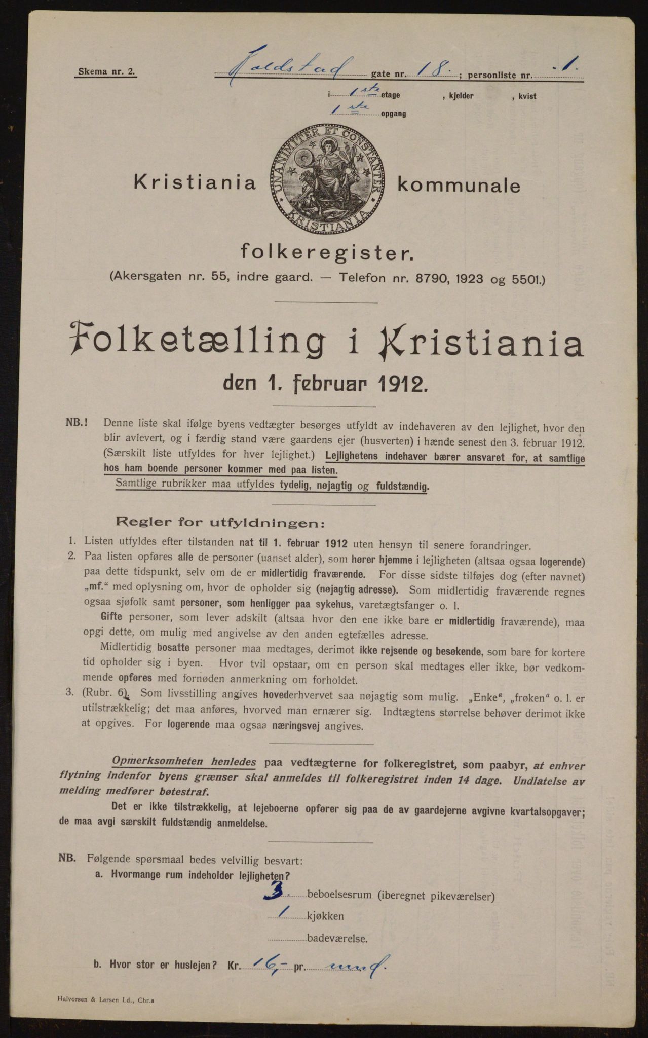 OBA, Municipal Census 1912 for Kristiania, 1912, p. 52668