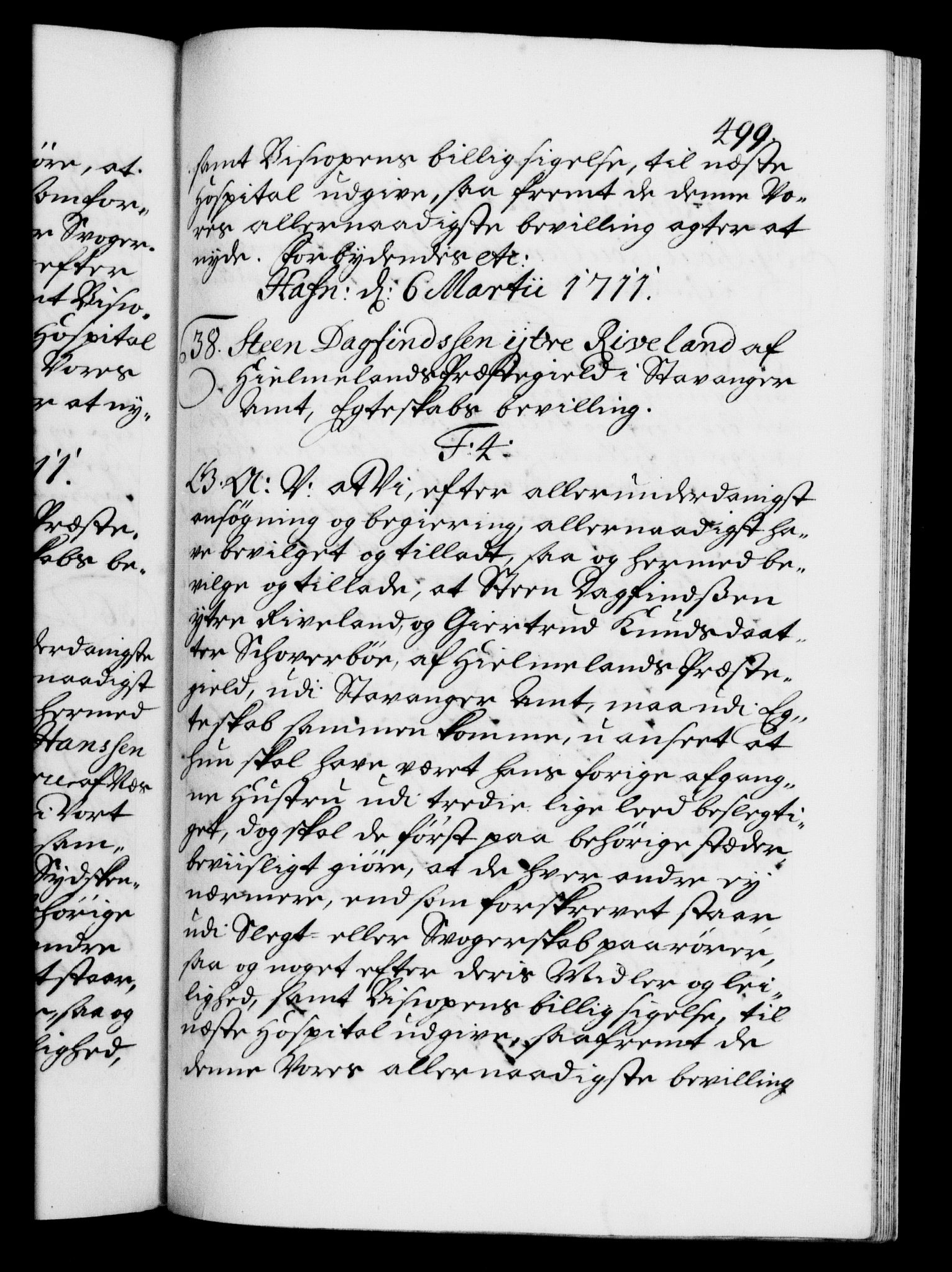 Danske Kanselli 1572-1799, RA/EA-3023/F/Fc/Fca/Fcaa/L0020: Norske registre, 1708-1711, p. 499a