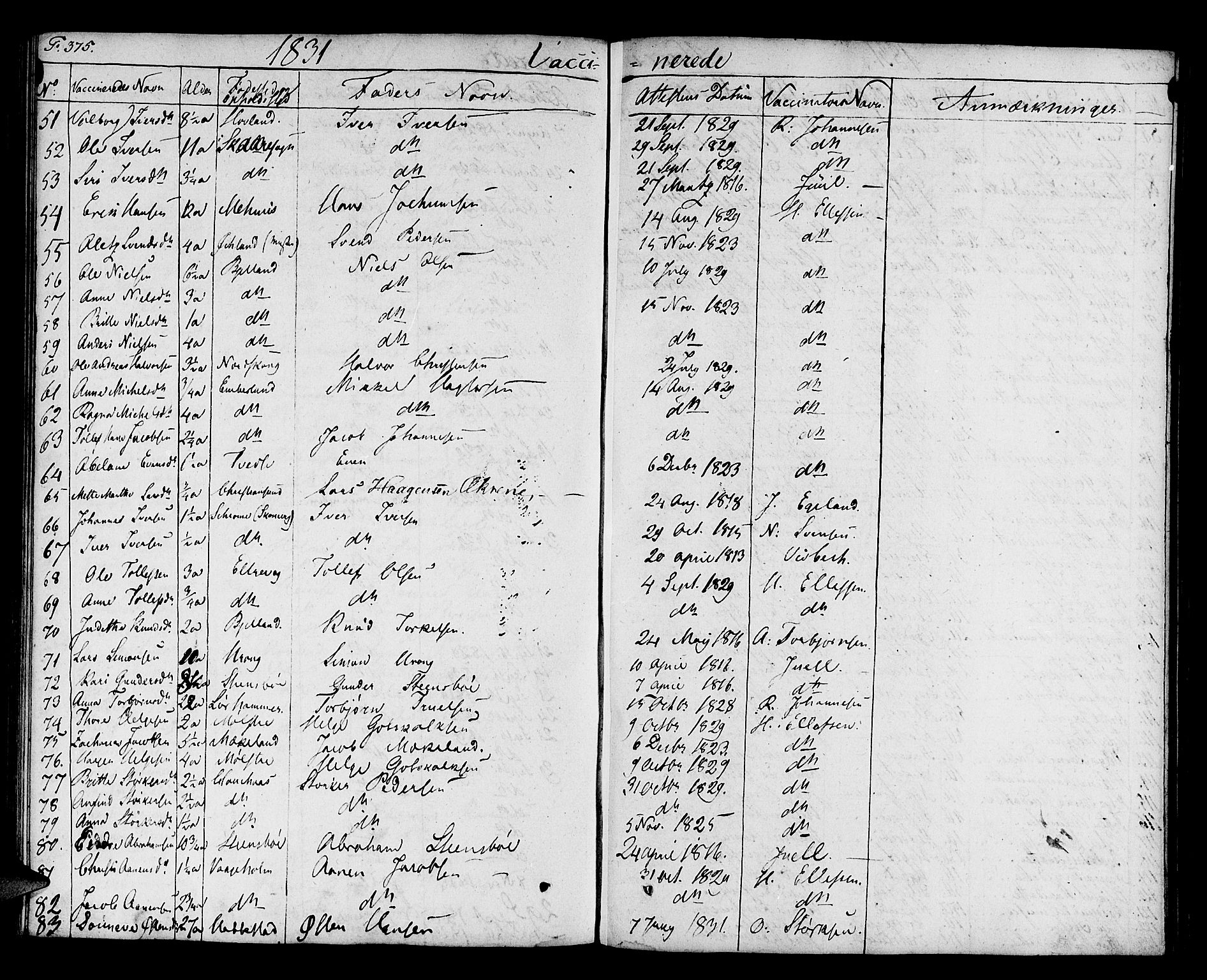 Finnås sokneprestembete, AV/SAB-A-99925/H/Ha/Haa/Haaa/L0005: Parish register (official) no. A 5, 1823-1835, p. 375