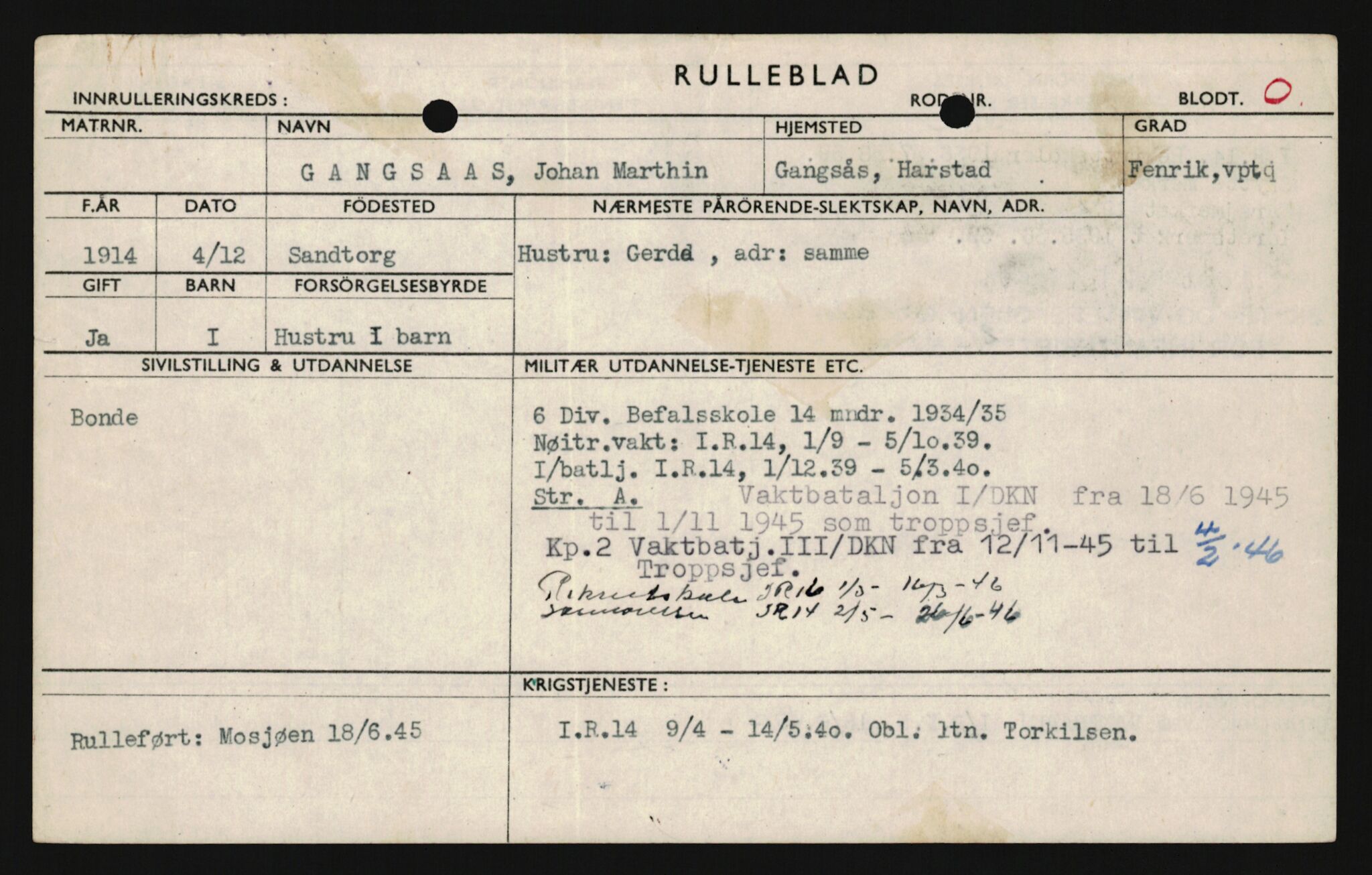 Forsvaret, Sør-Hålogaland landforsvar, AV/RA-RAFA-2552/P/Pa/L0302: Personellmapper for slettet personell, yrkesbefal og vernepliktig befal, født 1913-1916, 1932-1976, p. 191