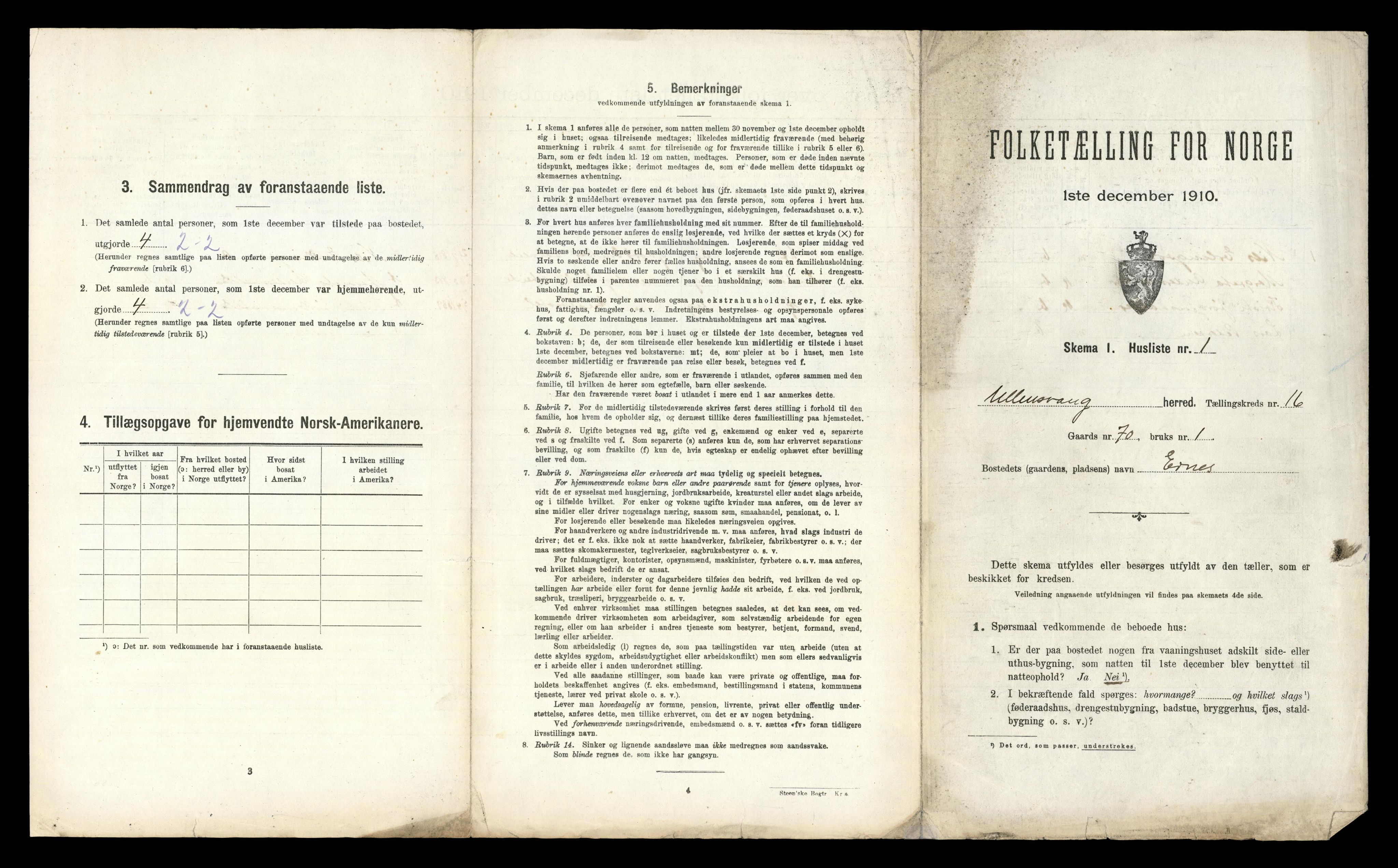 RA, 1910 census for Ullensvang, 1910, p. 1967