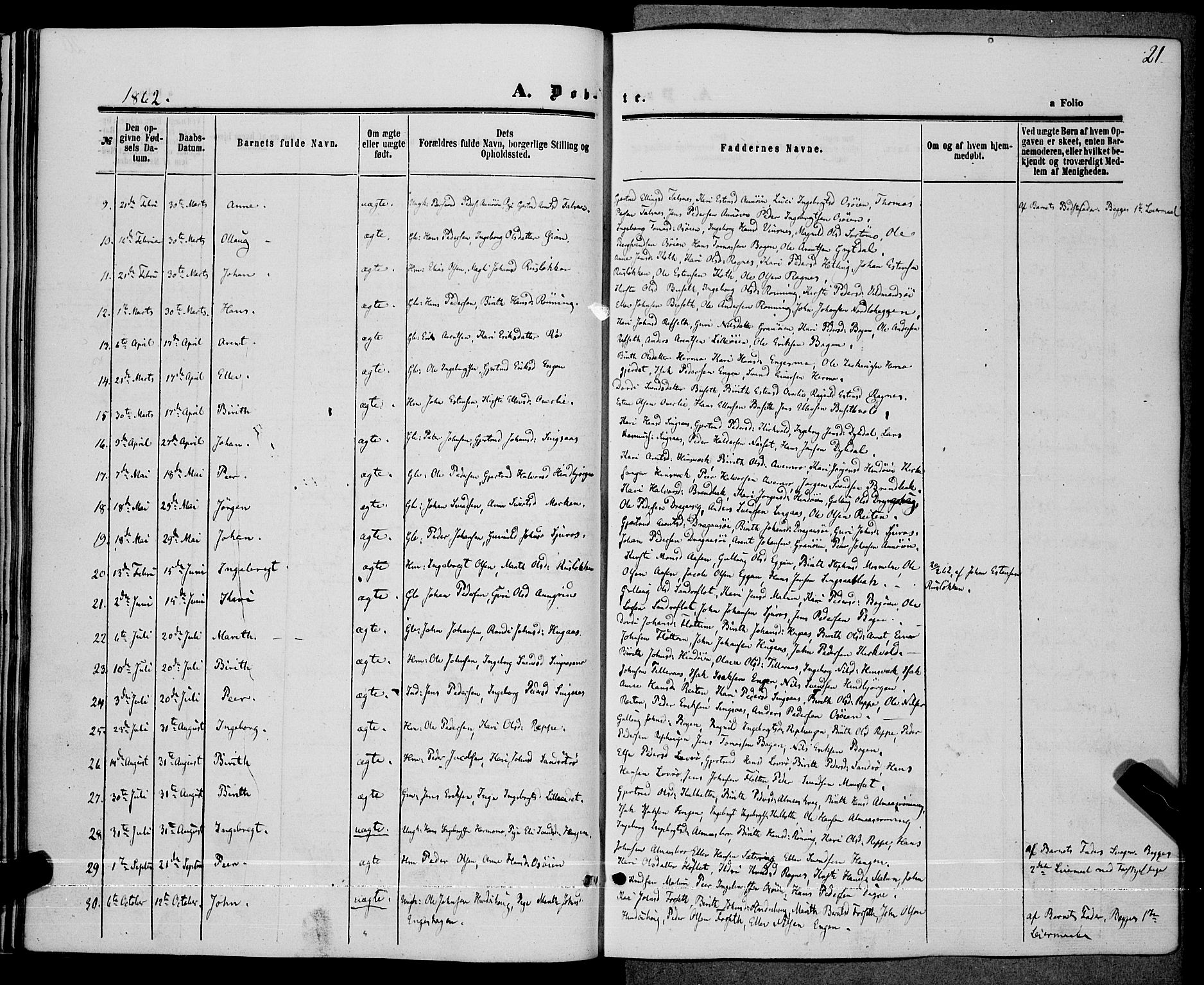 Ministerialprotokoller, klokkerbøker og fødselsregistre - Sør-Trøndelag, AV/SAT-A-1456/685/L0967: Parish register (official) no. 685A07 /2, 1860-1869, p. 21