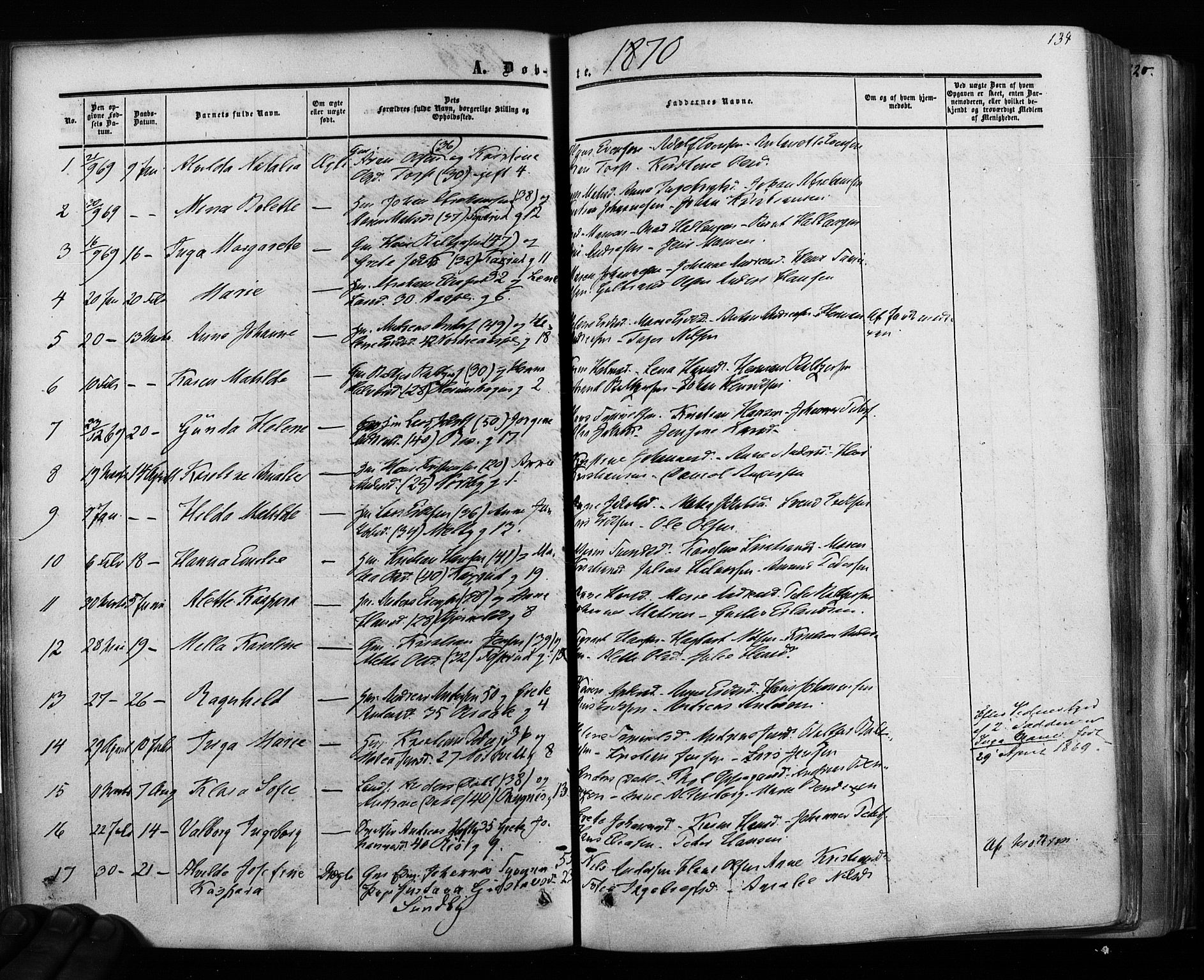 Ås prestekontor Kirkebøker, AV/SAO-A-10894/F/Fa/L0007: Parish register (official) no. I 7, 1854-1870, p. 134