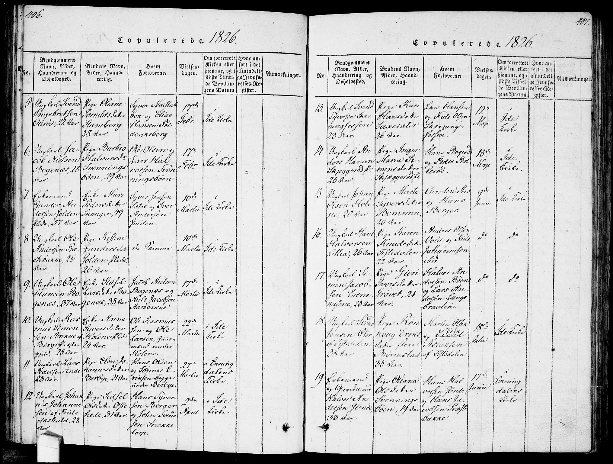 Idd prestekontor Kirkebøker, AV/SAO-A-10911/F/Fc/L0002: Parish register (official) no. III 2, 1815-1831, p. 406-407