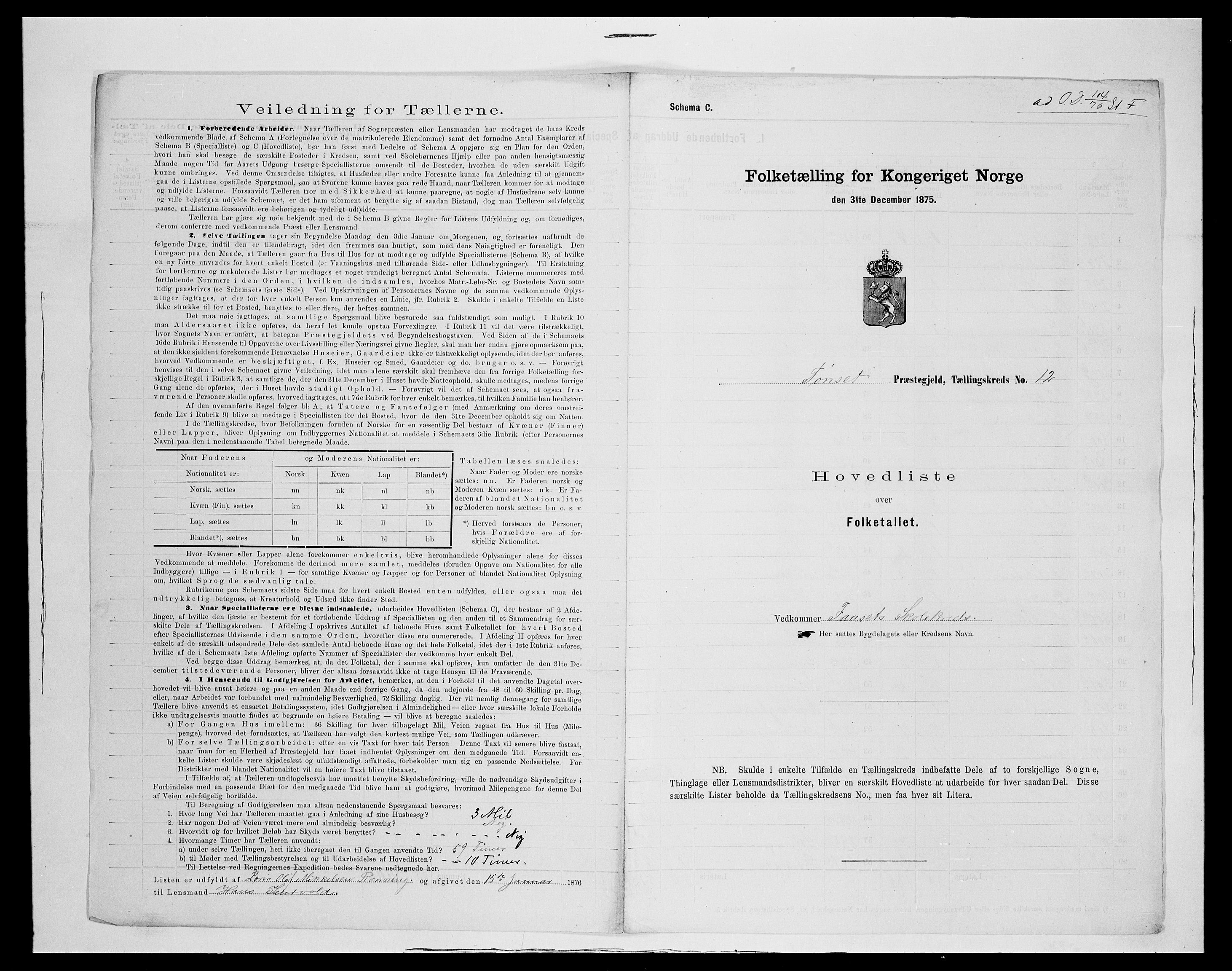 SAH, 1875 census for 0437P Tynset, 1875, p. 142